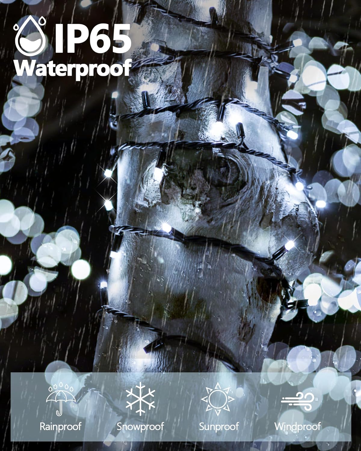 6 Pack Solar Christmas Lights Outdoor Waterproof, 600 LED 198 FT Solar Powered String Lights Outdoor with Green Wire 8 Lighting Modes, Christmas Tree Light for Xmas Fence Party Yard Decor, Cool White