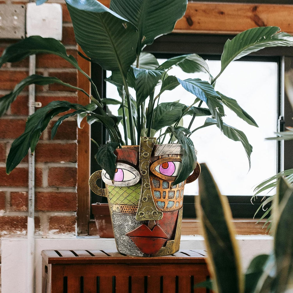 Abstract Face Planters Pots Head,Unique Head Planter for Indoor Plants,Funny Face Flower Pot,Colorful Plant Pots for Outdoor Garden Decor and Home Art Decoration(Classic)