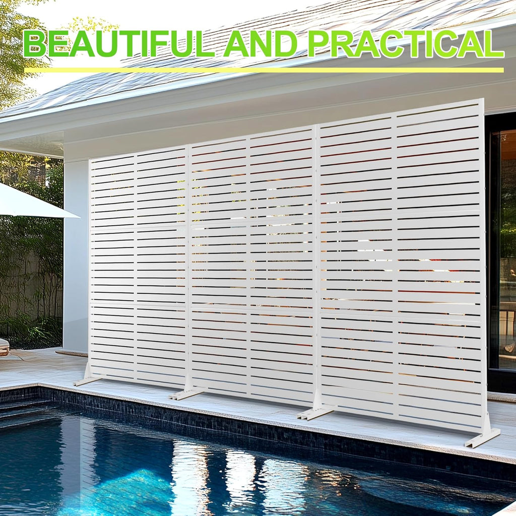 Outdoor Privacy Screen,72" H×47" W Metal Privacy Screen, Freestanding Privacy Fence Panels for Patio