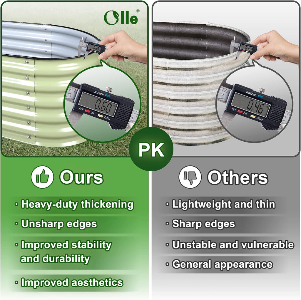 Olle Galvanized Raised Garden Bed Elevated Raised Garden Bed Metal 17" Tall 12-in-1 Grow Herbs and Vegetables Home Garden for Outdoor Backyard, Sage Green 17" Tall