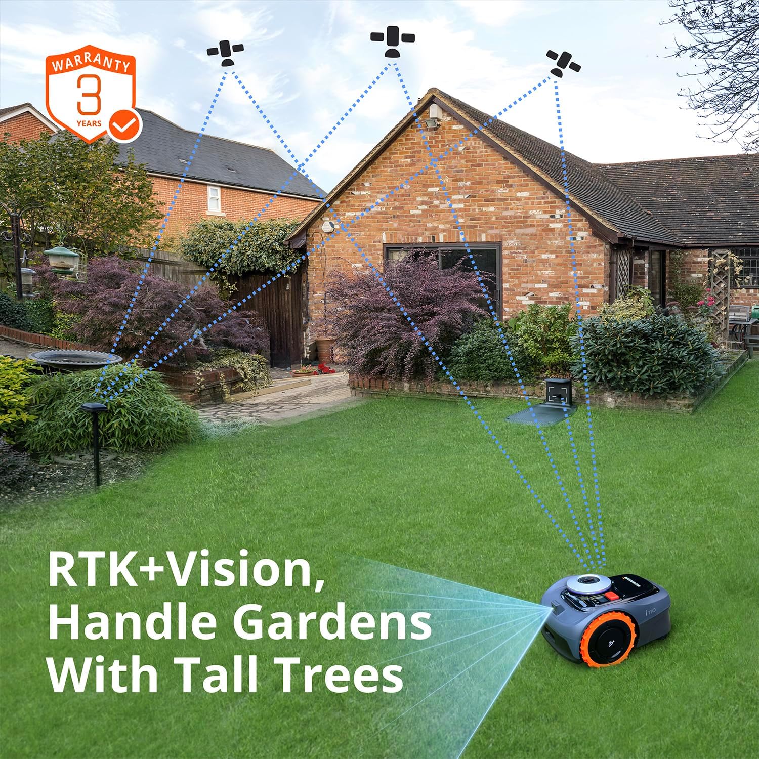 Segway Navimow i110N Robot Lawn Mower Perimeter Wire Free 1/4 Acre RTK+Vision Robotic Lawnmower, AI-Assisted Mapping, Virtual Boundary, APP Control, 58dB(A) Quiet, Multi-Zone Management