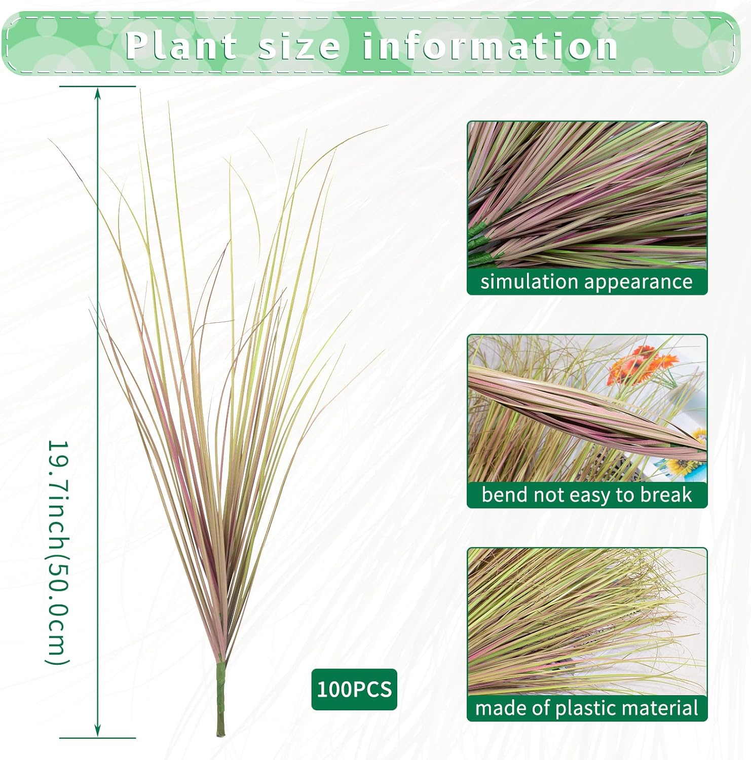 100Pcs Artificial Grass Plants, Faux Shrubs Wheat Grass, Artificial Tall Grasses Fake Plants for Outdoor Decor,Artificial Greenery Stems Weed for Room Indoor Home Decor（Light Purple）