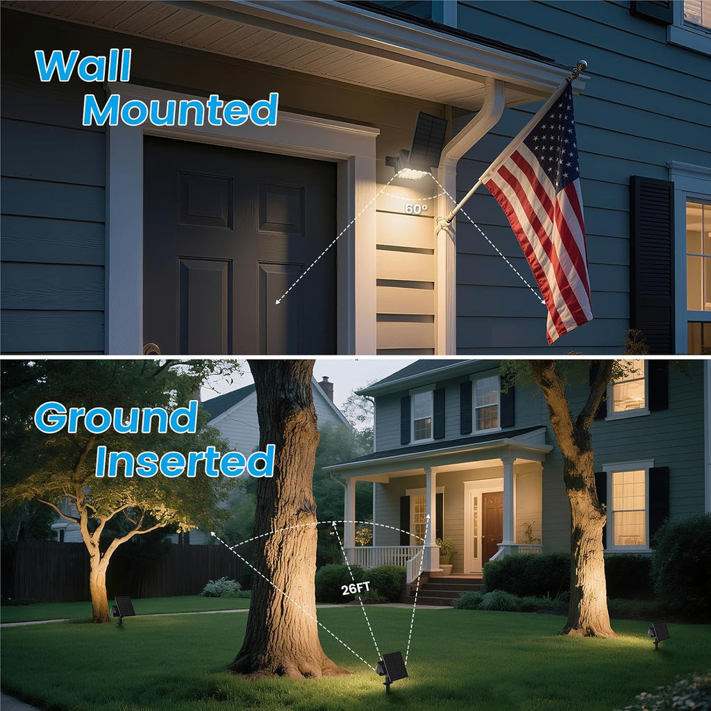 VOLISUN Solar Spotlight Outdoor, IP67 Waterproof Solar Landscape Spot Lights，Uplights for Yard Garden Pathway - 6 Pack Warm White 27 LED 3 Lighting Modes