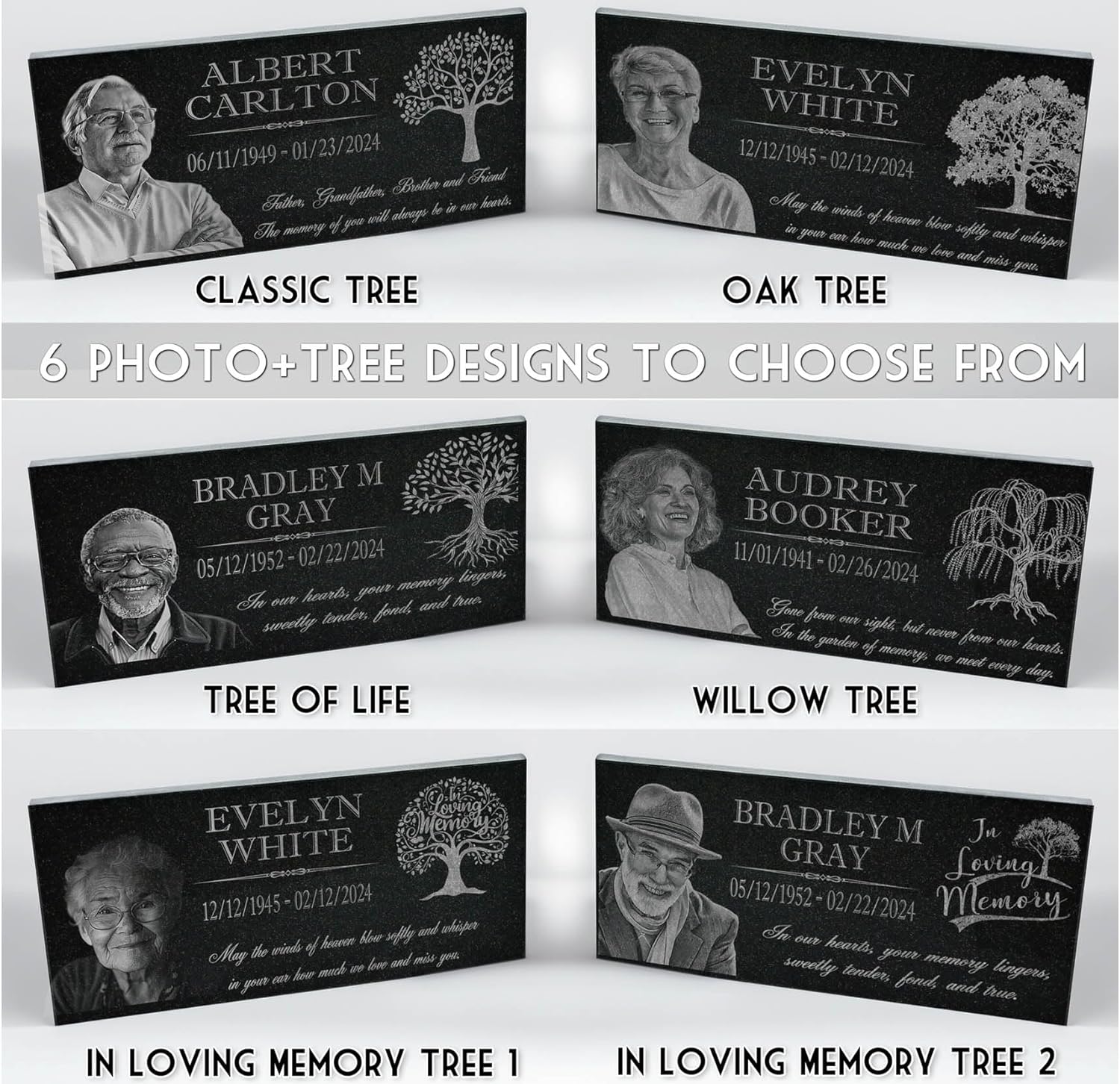 in Loving Memory Photo Tree of Life Personalized Granite Memorial Stone Sympathy Remembrance of Dad Mom Child