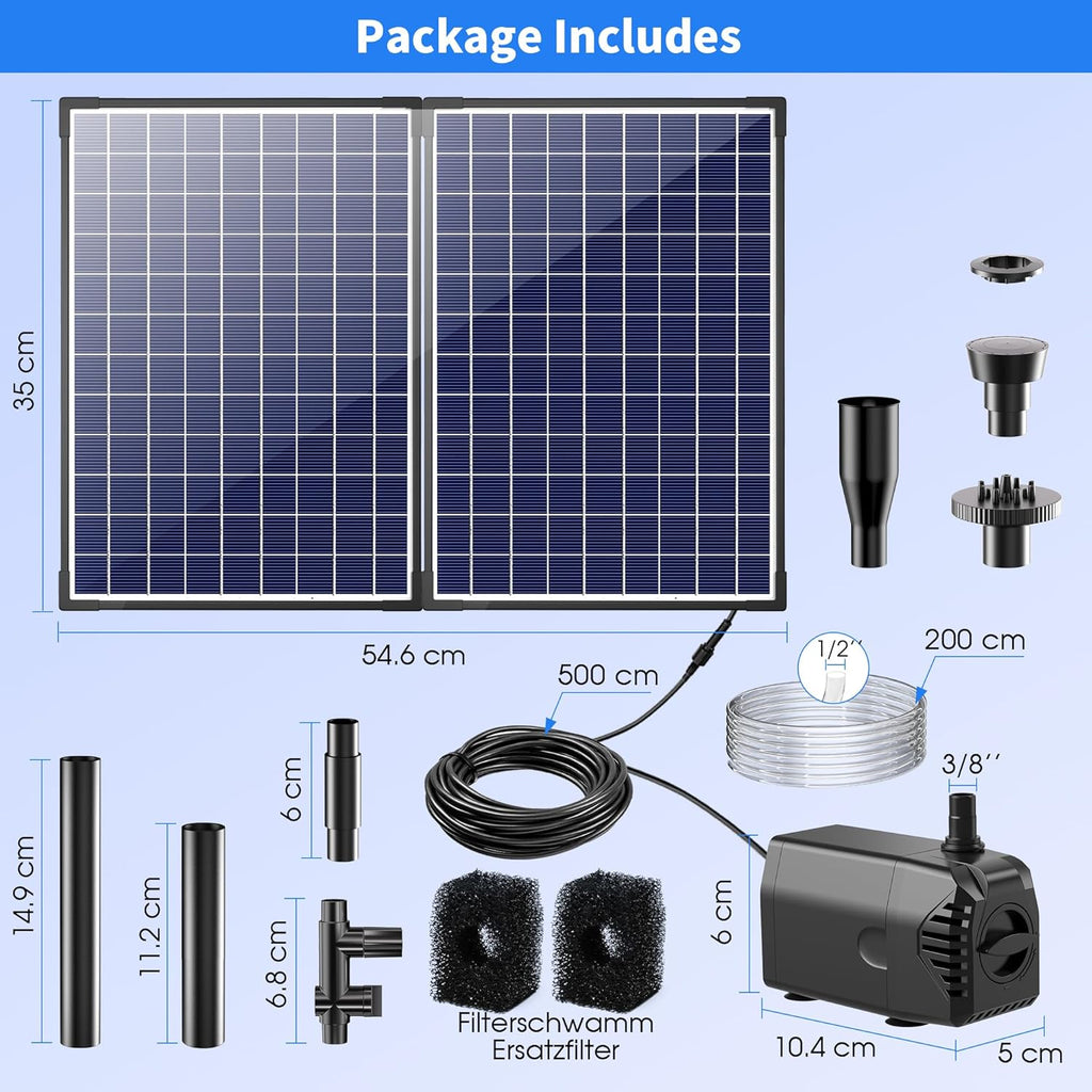 Biling Solar Fountain Pump with 35W Efficient Panel, Solar Fountain Pump with 450GPH Flow High Speed, Fountain with PVC Tubing 4 Nozzles Accessories for Waterfall, Ponds, Wildlife Garden