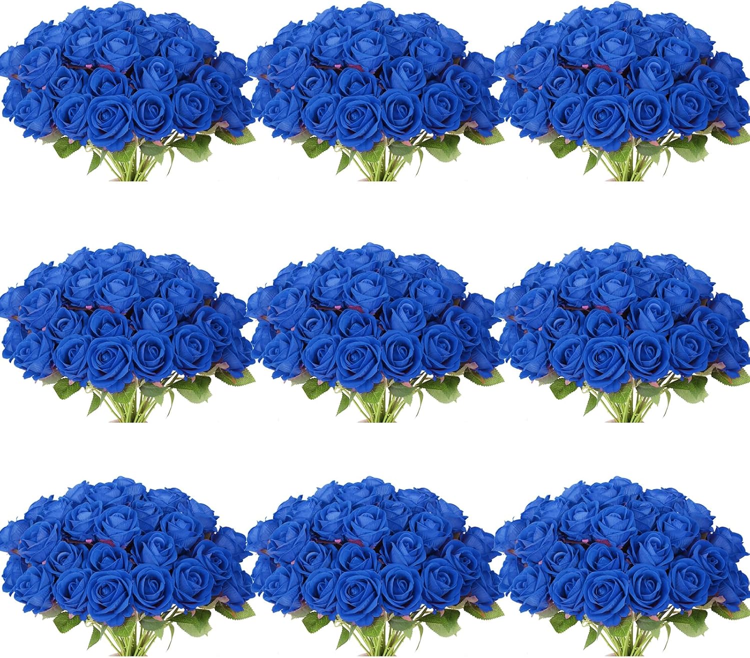 102 PCS Fake Roses Artificial Flowers Bulk, Blue Roses Bridal Bouquet Silk Faux Rose with Stems for Wedding Flowers Decoration, Valentine's Day, Bridal Bouquet, Anniversary,Home Decor(102PCS, Blue)