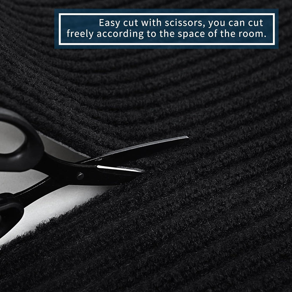 Rubber Door Mat About W3' ×L10' Heavy Duty Large Outdoor Indoor Mat Durable Entrance Doormat Waterproof Rubber Back Rugs for Home Entryway Patio Porch Office Business Areas (Jet Black)