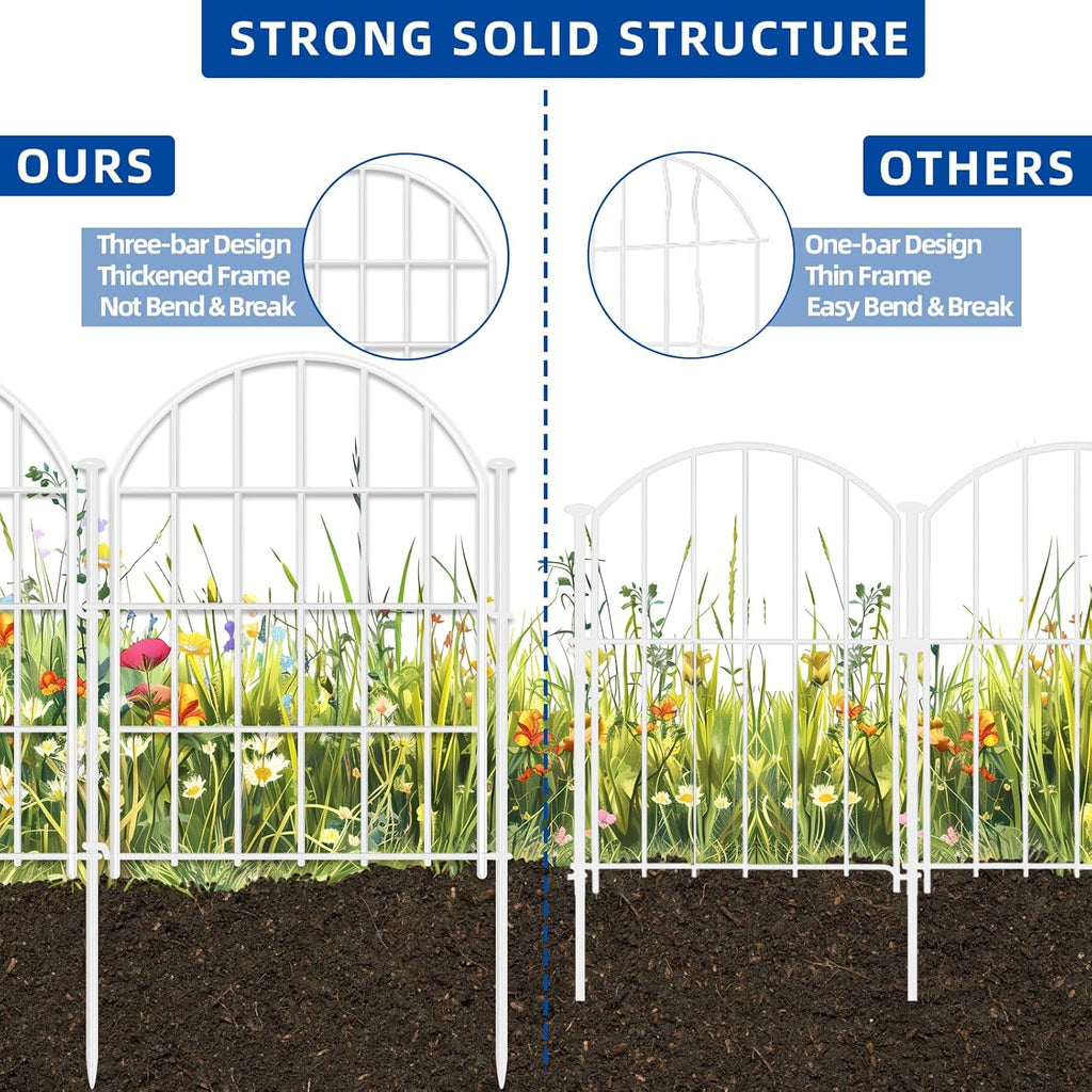 26 Pack Decorative Garden Fence, 17in X 28ft Arched No Dig Fence Border, Garden Edging Border, Rustproof Metal Animal Barrier with Ground Stake for Dog, Rabbit, Outdoor Yard Patio Decor, White