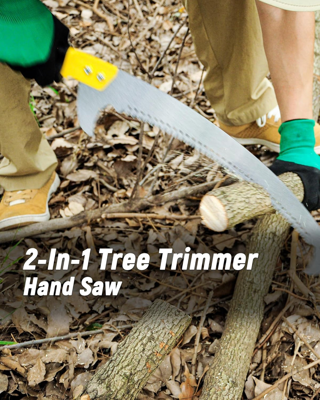 11FT Pole Saw with Adjustable Length for Tree Trimming, Lightweight Manual Pruning Saw with Mn Steel Blade, Long Extension Branch Cutter Pole Pruner for Yard, Garden, Patio and Forestry Use