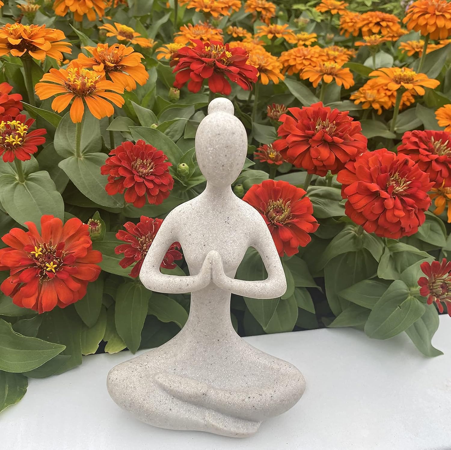 Yoga Figure Figurine Ornament for Home, Zen Buddhist Namaste Yoga Statue Sculpture Indoor & Outdoor Decor for Birthday Mothers Day