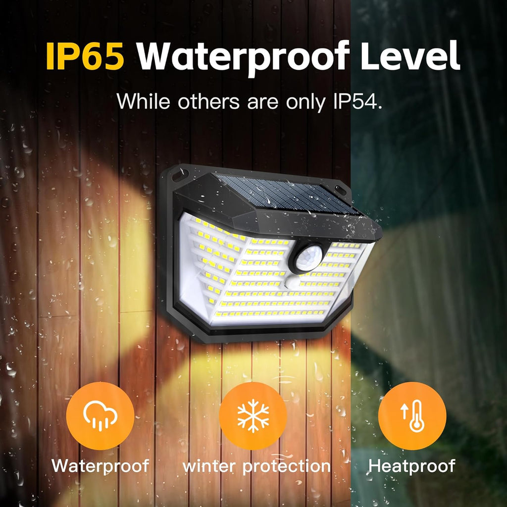 Solar Lights Outdoor Motion Sensor, 178 LED 300LM Waterproof IP65, Wall Mounted Security Light with 3 Modes, 270° Wide AngleWide Angle, Solar Powered for Garden, Yard, Patio, Front Door(8Pack)