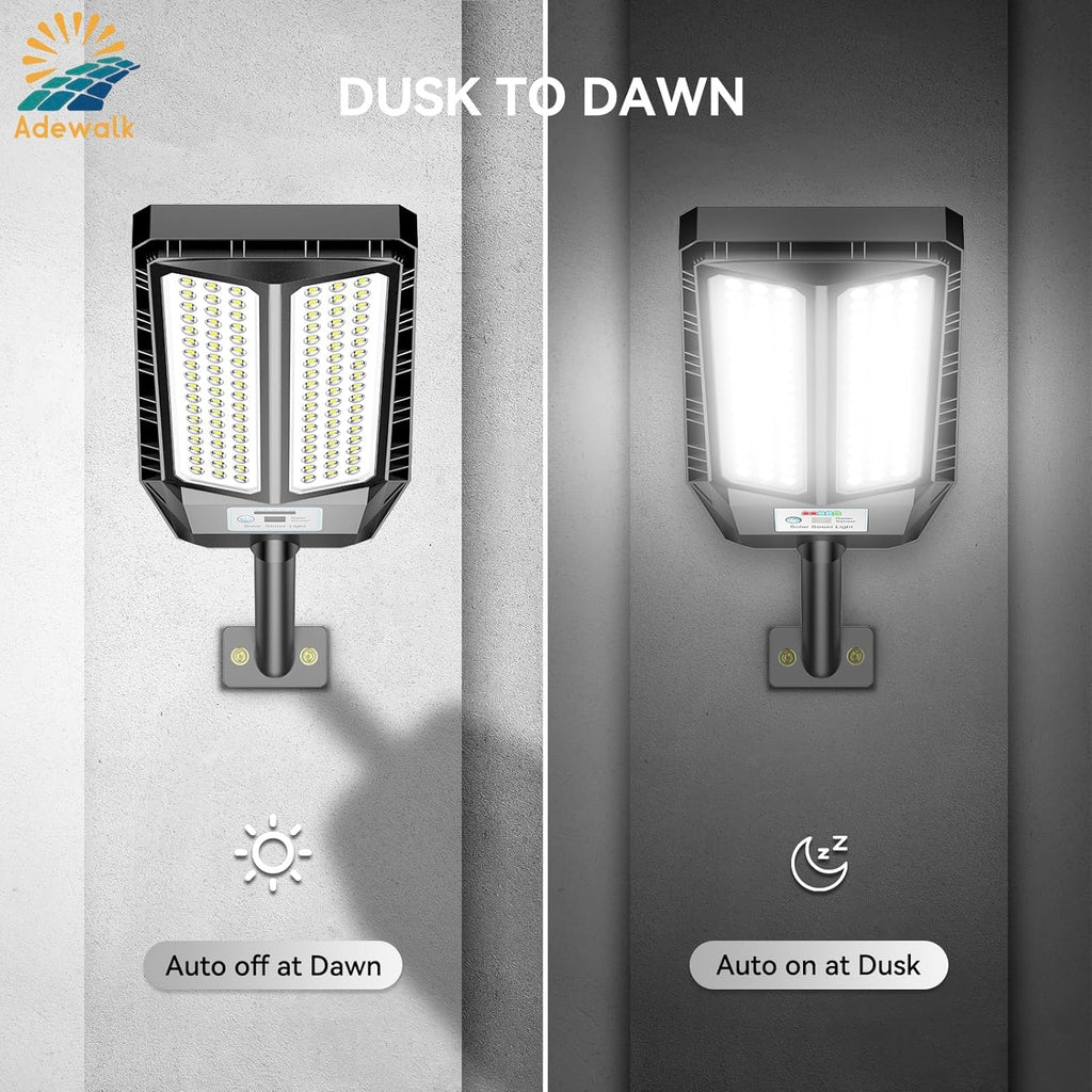 5000W Solar Lights Outdoor - 7000K LED Solar Street Lights Outdoor with Motion Sensor and Remote Control, IP66 Waterproof, Dusk to Dawn for Yard, Patio, 2 Pack