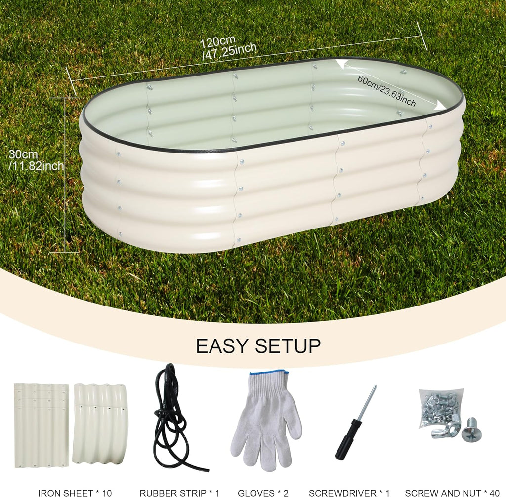 Galvanized Raised Garden Bed Kit Outdoor Metal Garden Planter Box for Backyard Gardening, Planting Vegetables, and Patio (47.2"x23.6"x11.8")