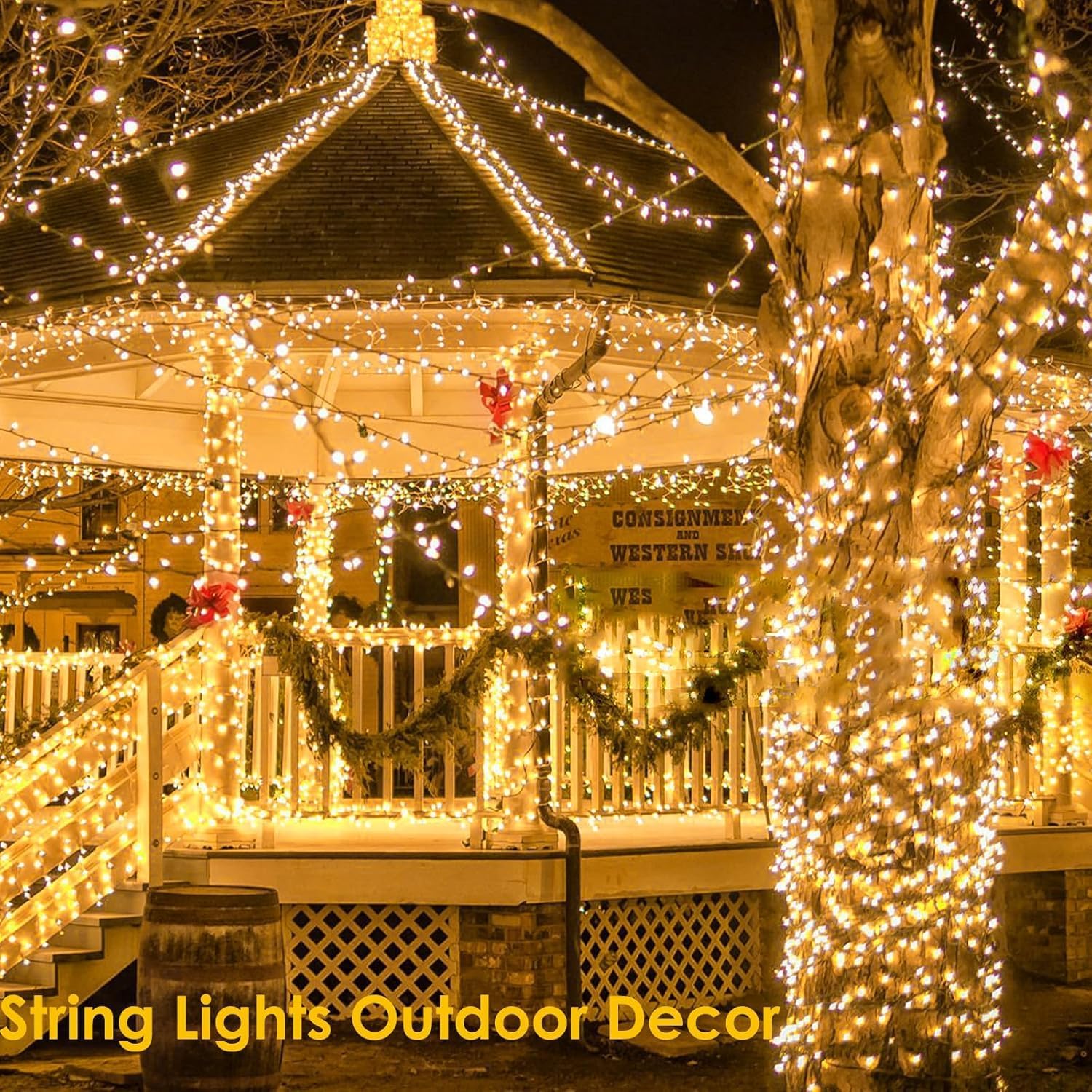 2 Pack 90FT Solar Christmas Lights, Super Bright 160 LED Solar Lights String with 8 Lighting Modes, Outdoor Waterproof Green Wire Solar Twinkle Light for Xmas Garden Decorations (Warm White)