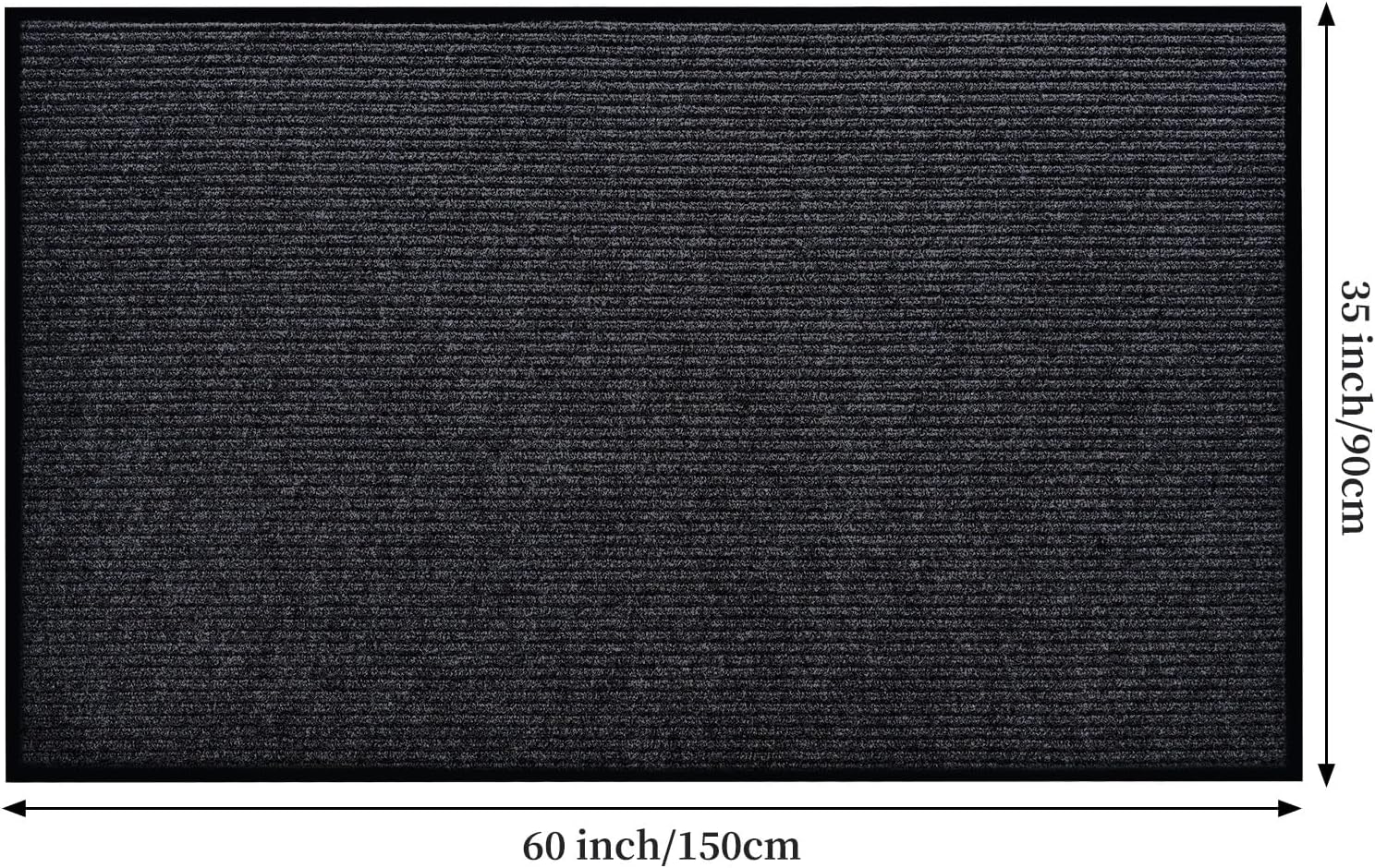 Low Profile Rubber Door Mat, 60x35inch, Heavy Duty, Durable Doormat, Indoor and Outdoor, Waterproof, Easy Clean Shoe Scraper, Home Rug Welcome Mats for Entryway, Patio, Porch, Grey