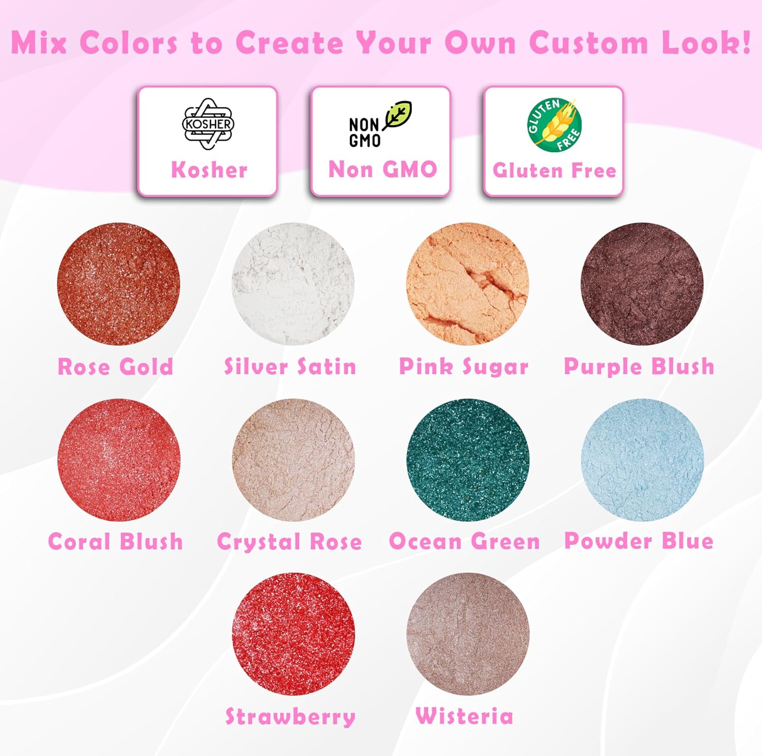 Ultra Silver & Rose Gold Luster Dust for Baking (2 Pack) – Edible Glitter for Cake Decorating, Fondant, Cupcakes, Drinks & Desserts – Kosher, Vegan, Food-Safe Metallic Dust - 2 grams, Highly Concentrated