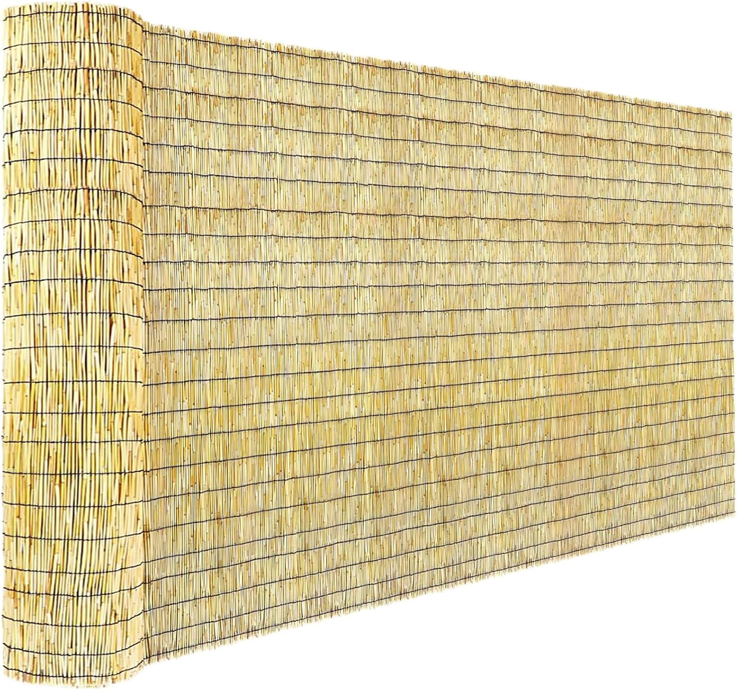 Bamboo Reed Fencing, Natural Reed Fence Rolls 4 Feet High, Decorative Bamboo Privacy Curtains for Patio Garden Balcony Backyard Outdoor, 4 x 16 FT