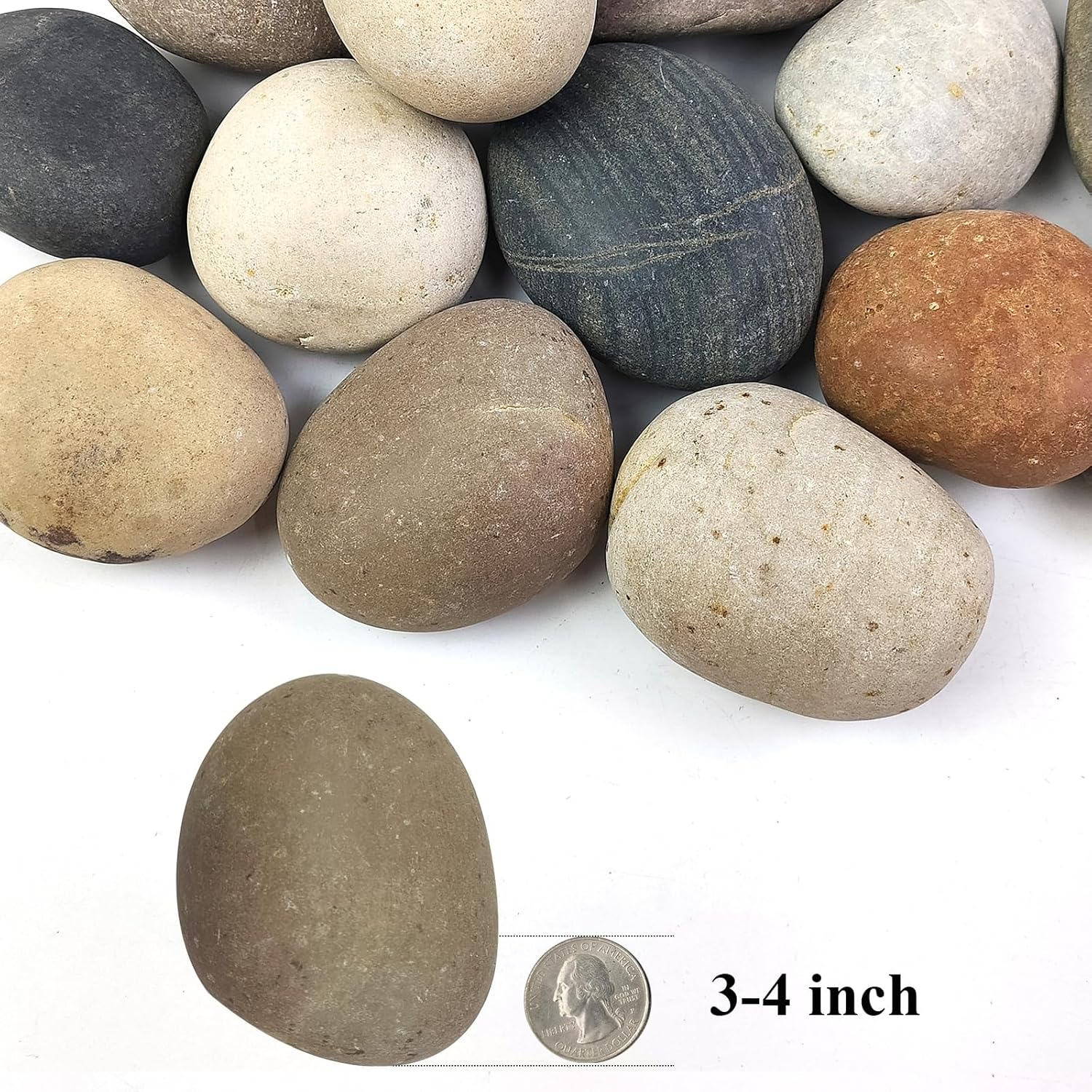 Large River Rocks for Landscaping, 3-4 Inch Mixed Colors Pebbles for Plants and Garden, Premium Rocks for Flower Beds, Indoor Fountains, Paths, Backyards, Fish Tanks(20lbs Bulk)