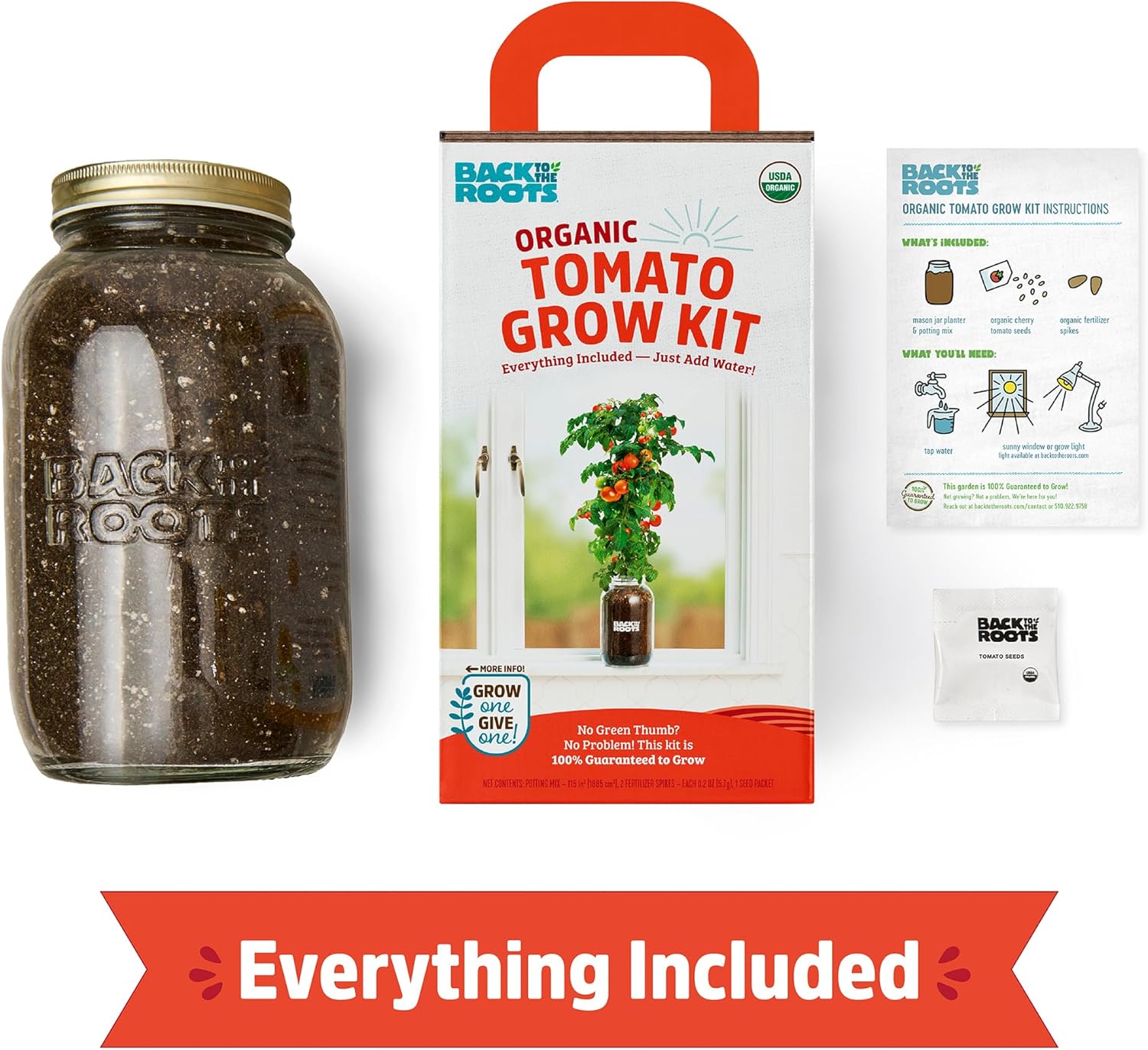 Back to the Roots Cherry Tomato Organic Windowsill Planter Kit - Grows Year Round, Includes Everything Needed For Planting