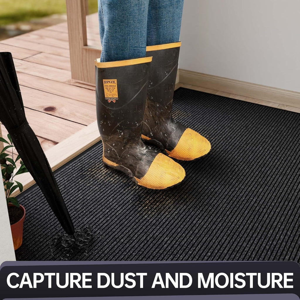 Front Door Mat, 72" x 48" Heavy Duty Indoor Outdoor Entrance Mat for Commercial Entryway, Welcome Durable Non-Slip Rubber Backing, Low-Profile for Entry, Gray