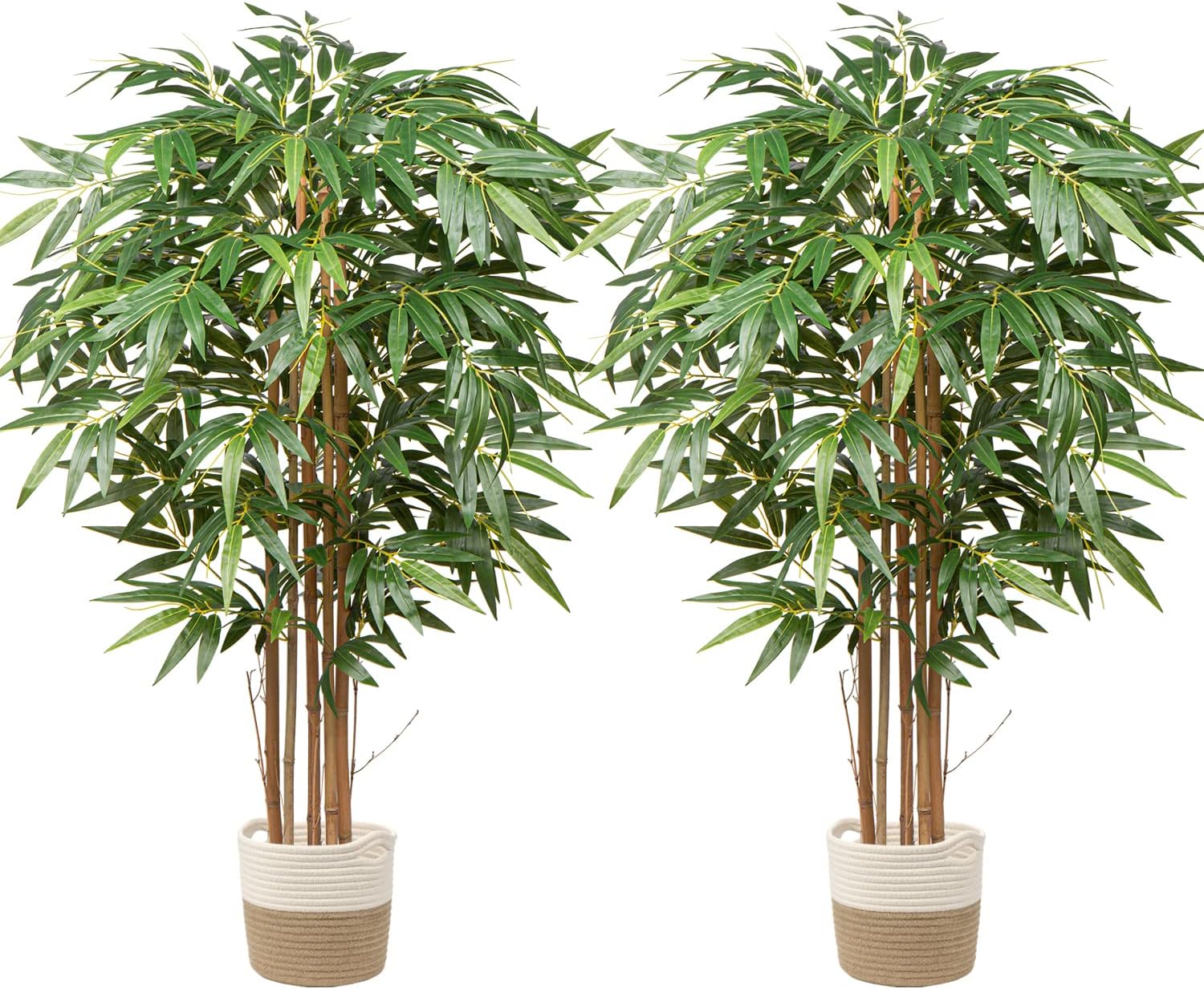 Artificial Bamboo Tree, 5 Feet Tall Decorative Bamboo Plants 60in Bamboo Silk Tree Large Fake Floor Plants for Living Room, Garden, Office Indoor/Outdoor Decor, 2 Pack