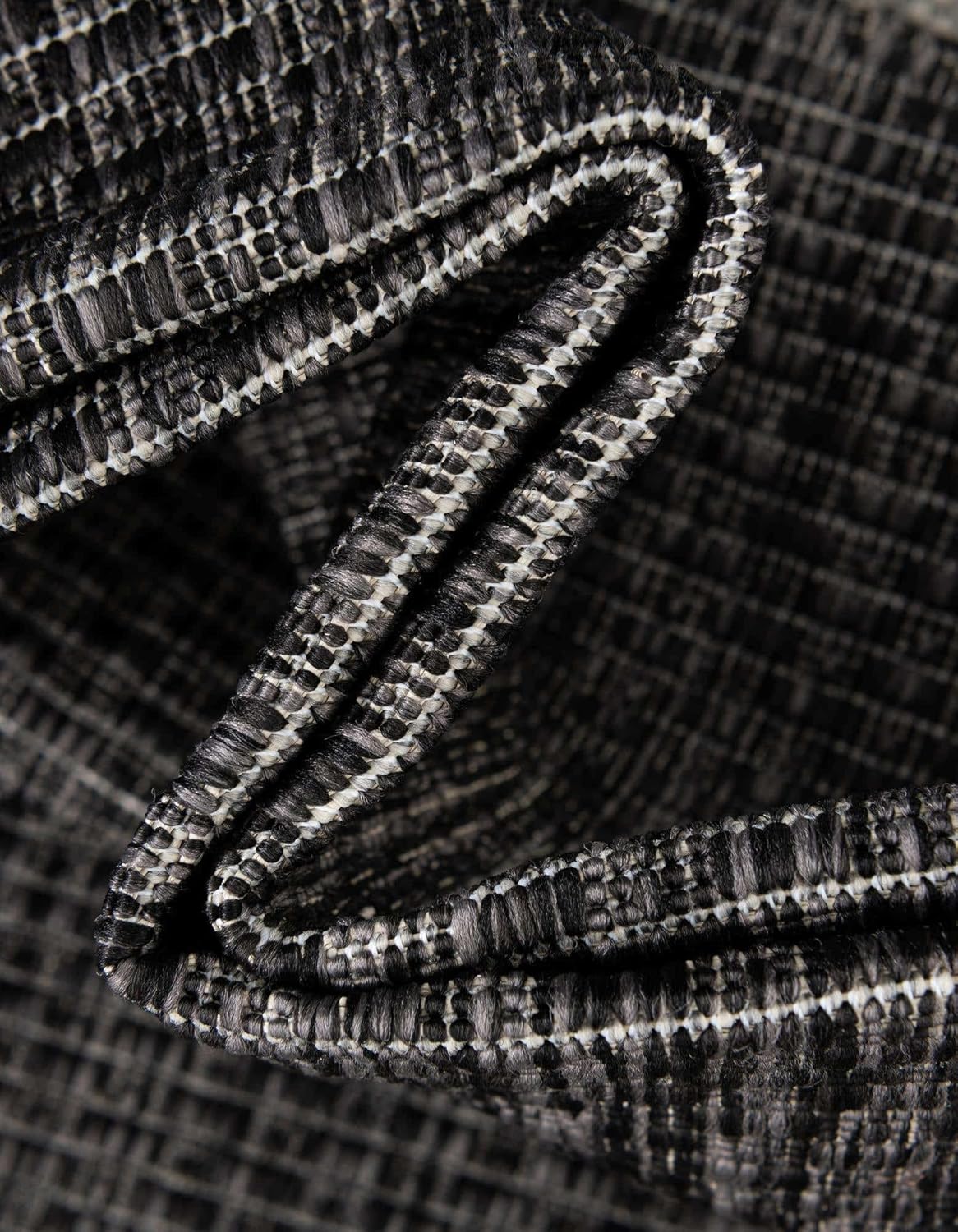 Unique Loom Outdoor Border Collection Area Rug - Soft Border (5' 1" Square, Black/ Ivory)