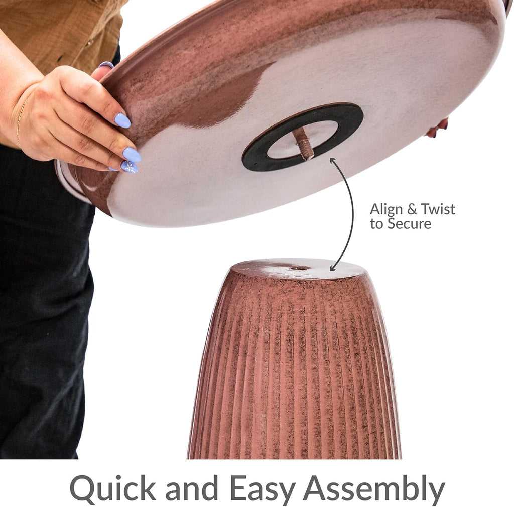 Sunnydaze Gleeful Garden Metal Bird Bath for Outdoors - Large Decorative Iron Birdbath - 23-Inch - Blue Glaze