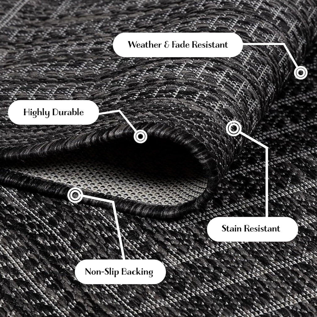 Adiva Rugs Outdoor Indoor Area Rug, Weather Resistant, Easy to Clean, Stain Resistant Floor Mat for Dining Room, Backyard, Deck, Patio (Pebble Weiss, 5' x 7')