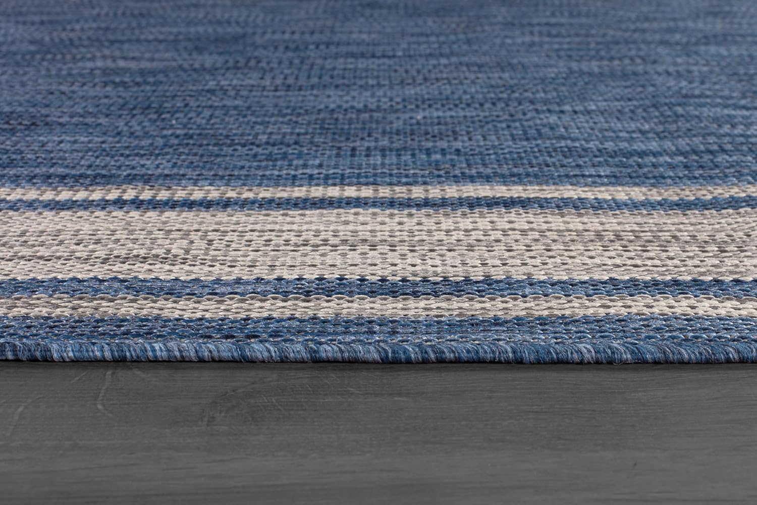 Beverly Rug Outdoor Rug 8x10 Modern Bordered Area Rugs for Indoor and Outdoor Patio Deck Porch Garden Waterproof Weather Sun Resistant Washable Outside Carpet (8 x 10 Navy)