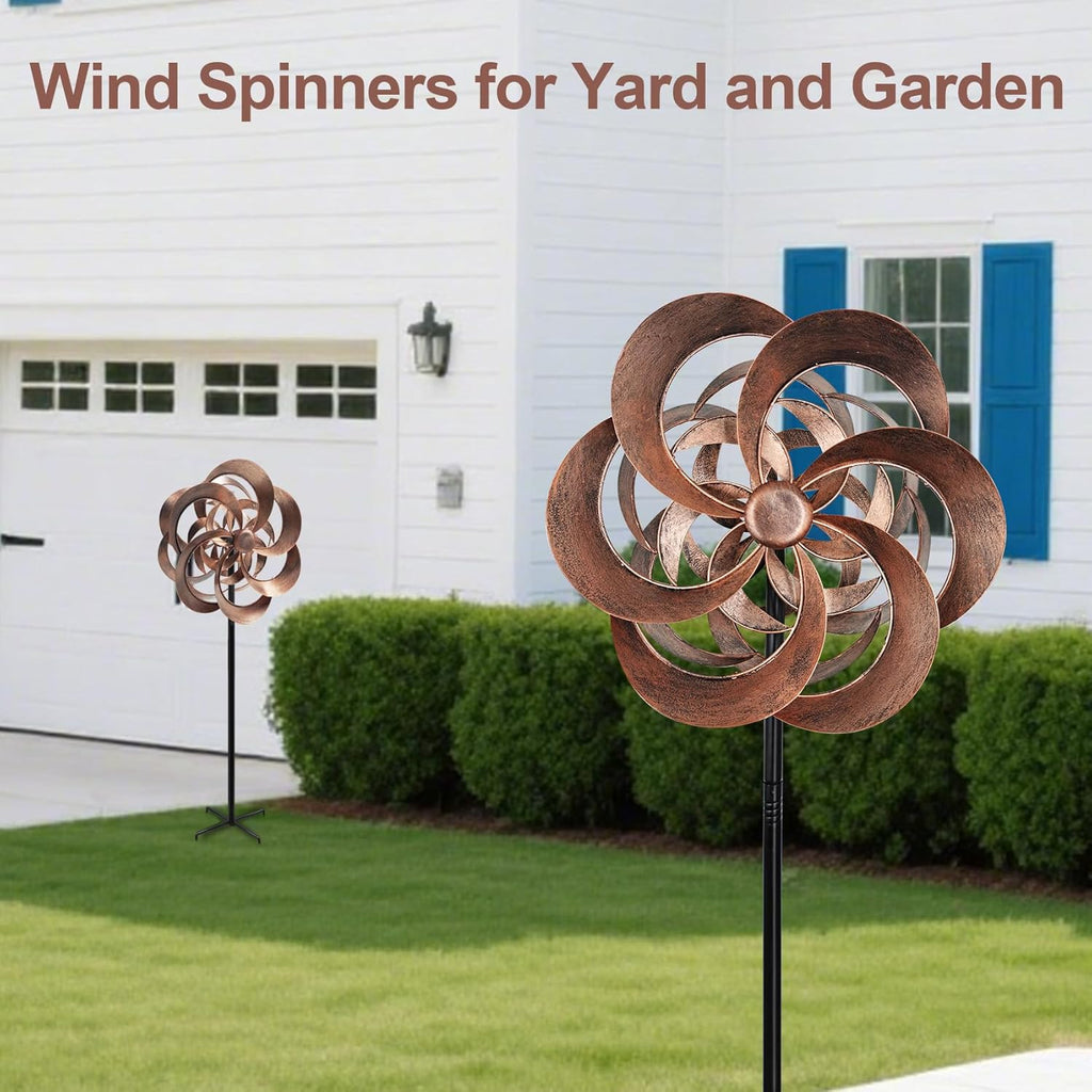 Garden Wind Spinners Outdoor Metal, Copper Kinetic Wind Sculptures & Spinner Yard Art for Outdoor Patio Lawn Decoration
