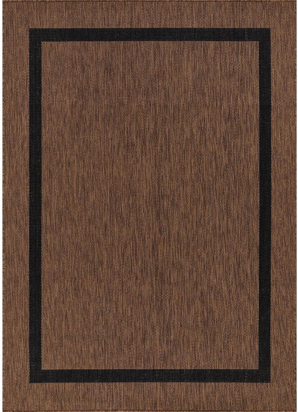 Bordered Outdoor Rug 9x12 Washable Outside Carpet for Indoor Patio Porch Waterproof Easy Cleaning Non Shedding Area Rugs Nut Brown - Black 9 x 12
