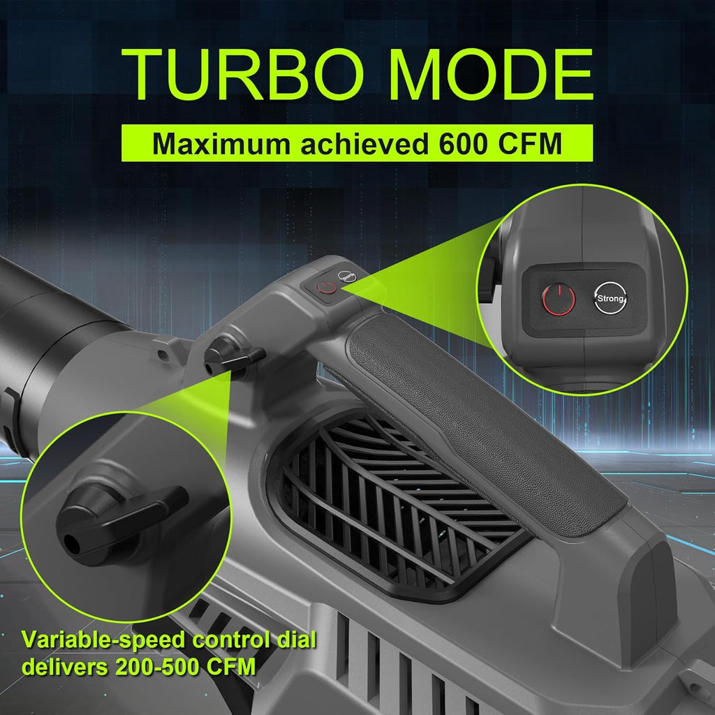 Leaf Blower Cordless with Battery - 40V Powerful Electric Leaf Blower, 600CFM &180MPH and Variable-Speed with 5.0Ah Battery and Charger for Lawn Care, Patio, Dust, Blowing Leaves (Grey)