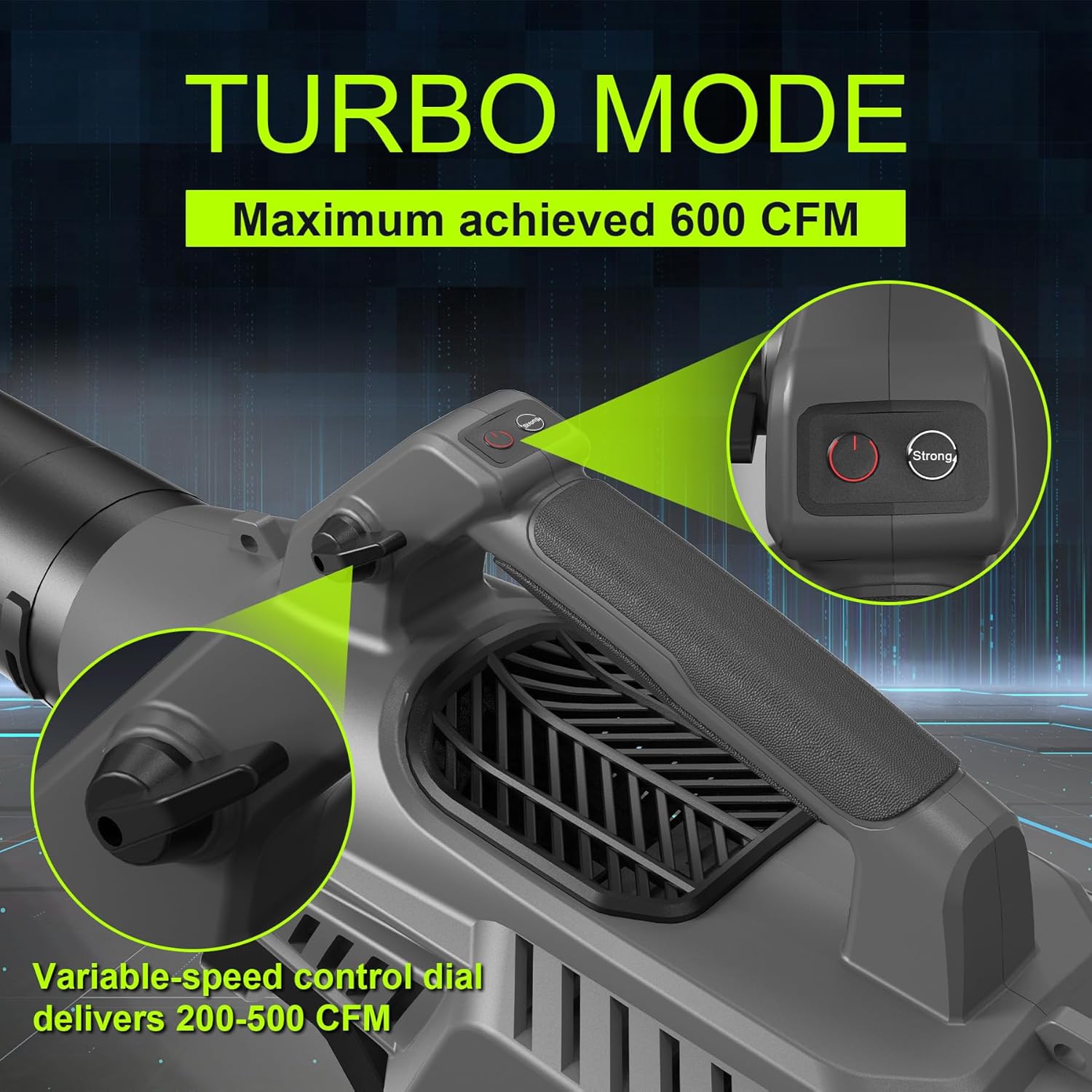 Leaf Blower Cordless with Battery - 40V Powerful Electric Leaf Blower, 600CFM &180MPH and Variable-Speed with 5.0Ah Battery and Charger for Lawn Care, Patio, Dust, Blowing Leaves (Grey)