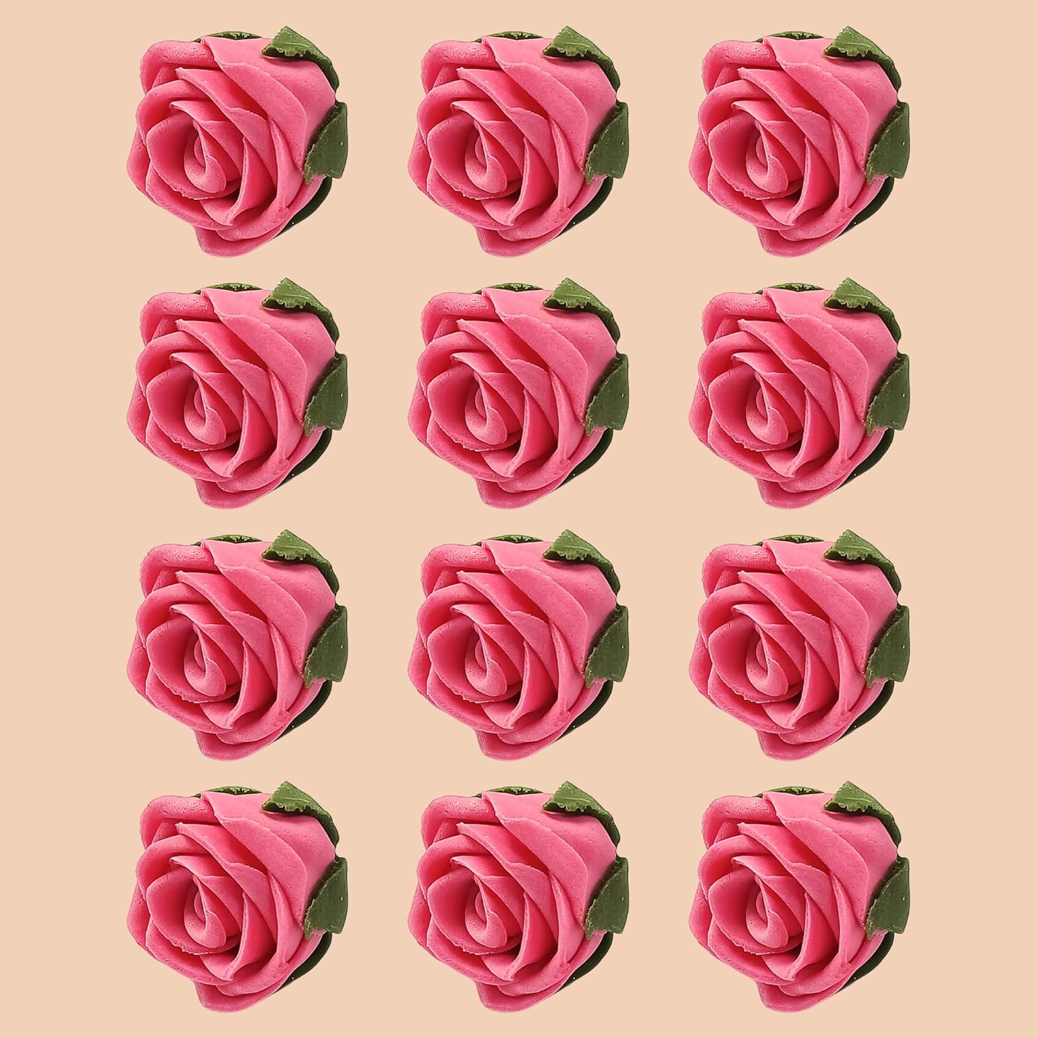 Confect Edible Pink Flamingo Rose Toppers – Edible Roses for Cake Decorating – Vibrant Floral Toppers for Desserts-Vegan, Gluten-Free, Nut-Free, Soy-Free, Dairy-Free, Palm Oil-Free - Pack of 12