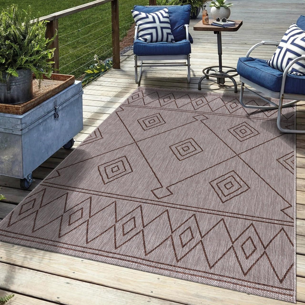 Keen Home Design Terrace Outdoor Area Rug - 4x6 Washable Indoor/Outdoor Rug for Patio, Kitchen, Balcony, Beach, Garden, Deck and Porch, Size: 3'10"x5'7"