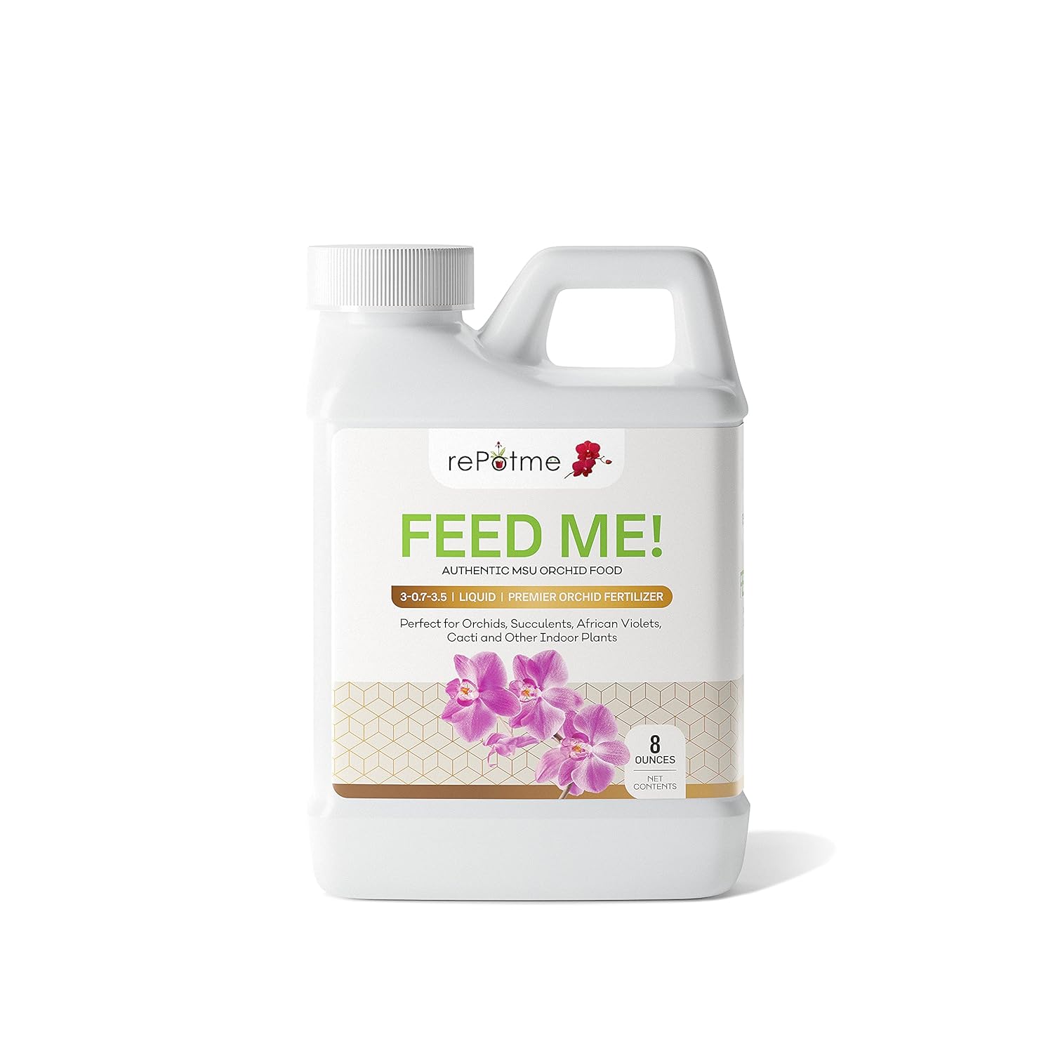 rePotme Orchid Fertilizer - Feed ME! MSU Orchid Food - RO/Rain/Tap Water (Half Pint - 8 oz)