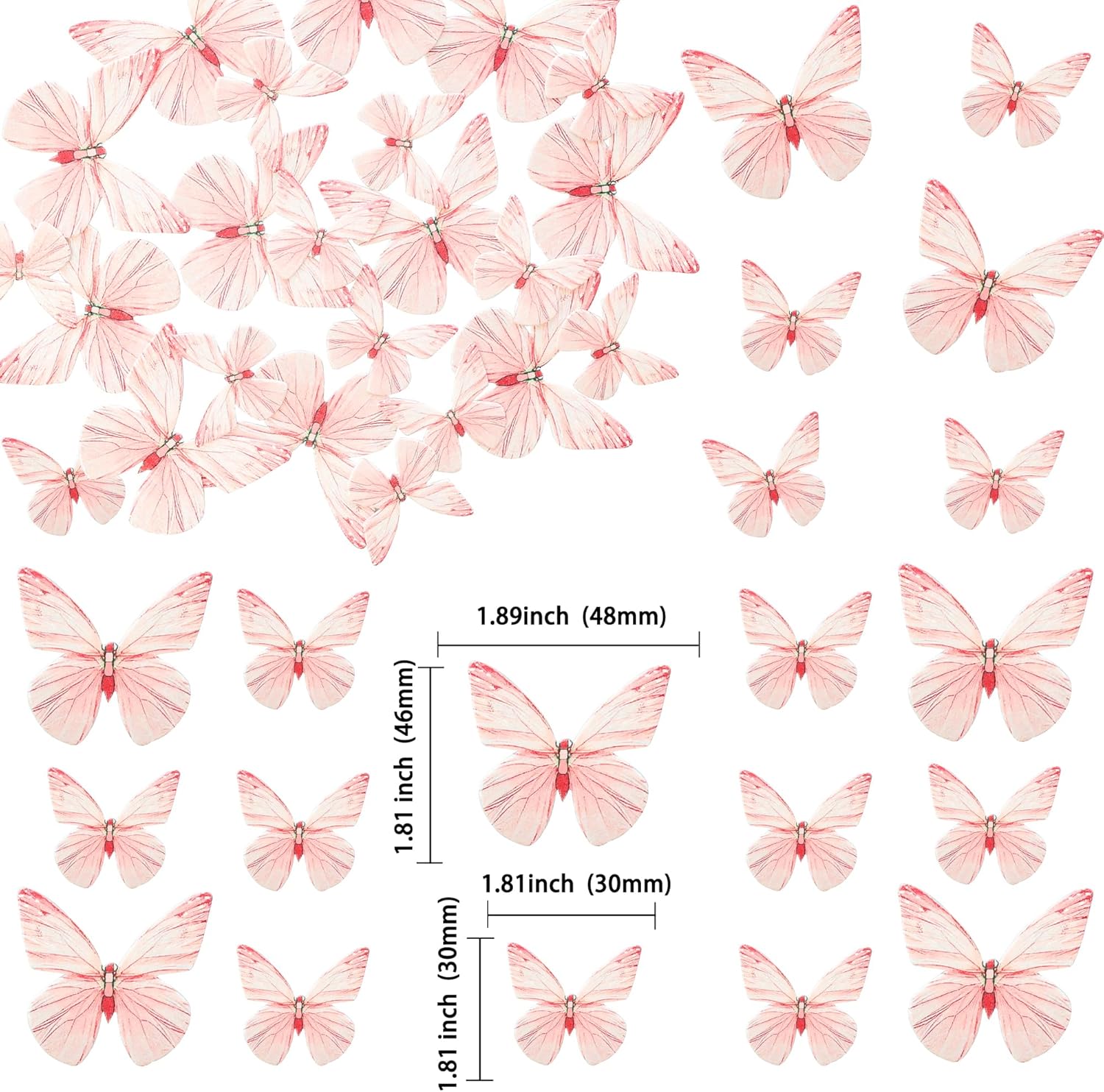 Ephlyn 72Pcs Edible Butterflies for Cake Decorating Pink Butterfly Cake Decorations Pink Butterflies Cupcake Toppers for Wedding Birthday Anniversary Flower Themed Party Supplies