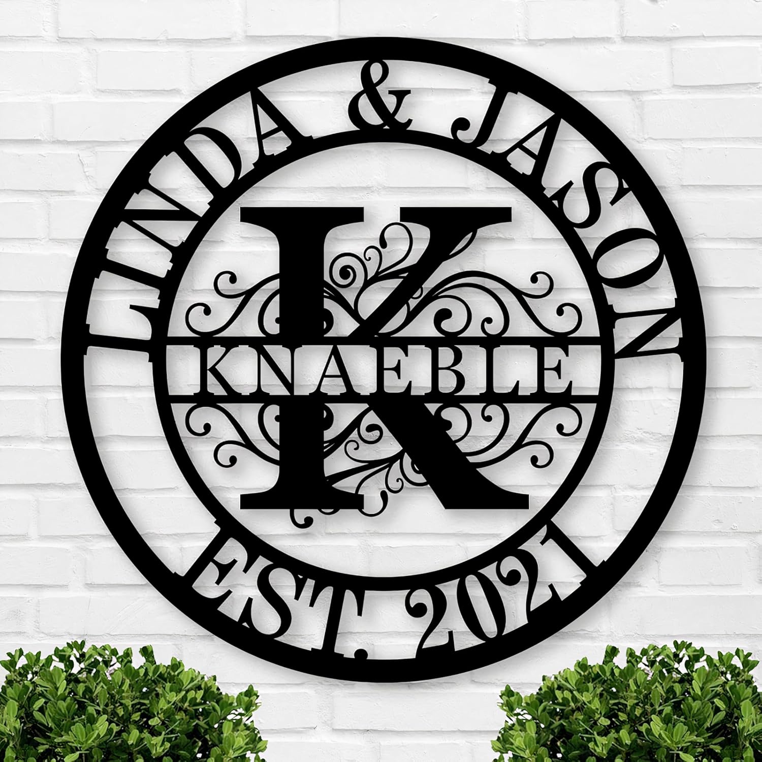 Personalized Metal Name Signs, Split Letter Monogram Wall Decor, Custom Last Name Sign, Family Name Sign for Outdoor, Personalized Wedding Gift, Garden Decor, Metal Wall Art, Housewarming Gift (MonogramDesign_8)