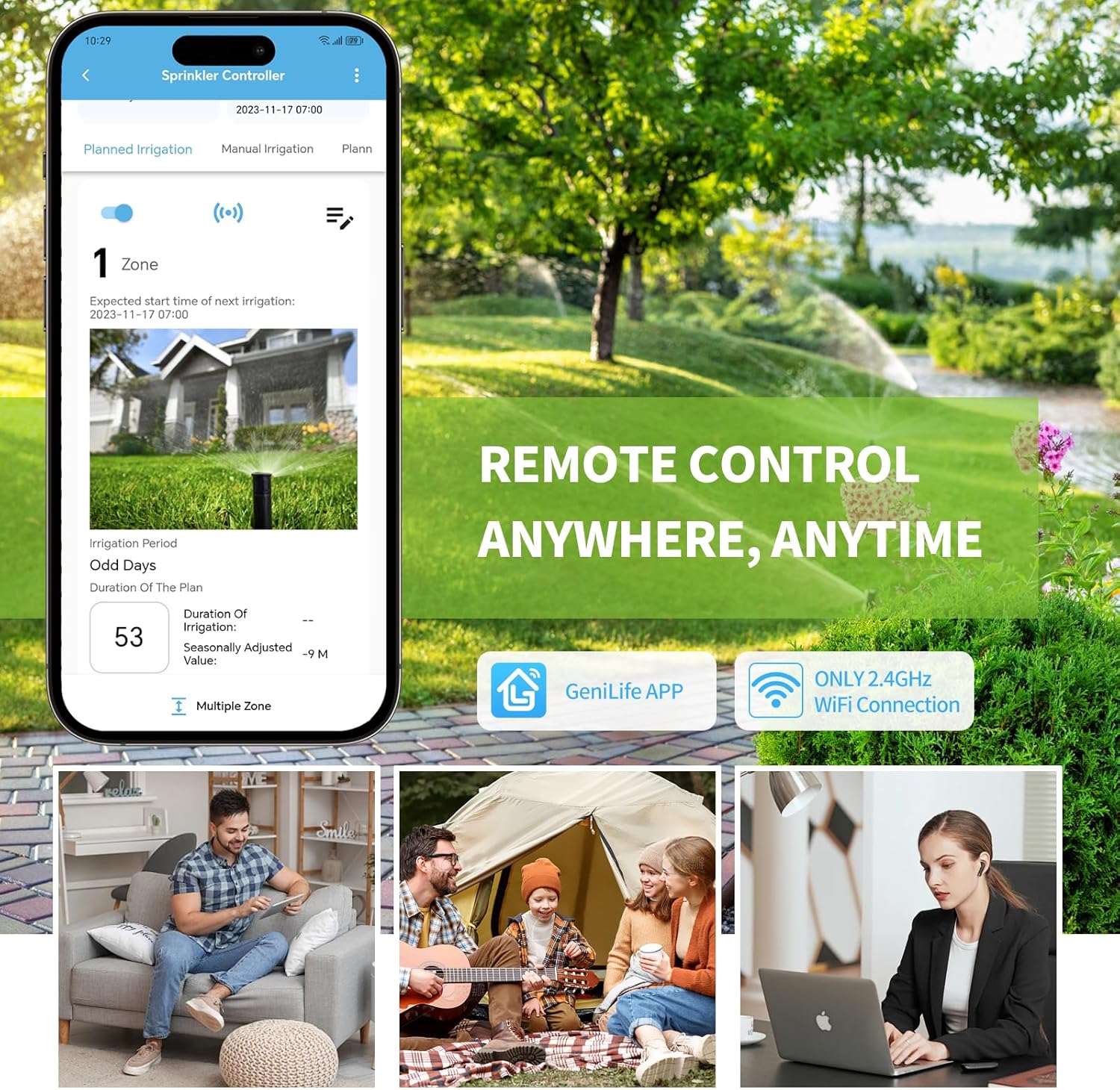 8 Zones WiFi Smart Sprinkler Controller, Briidea Automatic Irrigation Controllers with Customized Watering Schedule & Seasonal Adjustment, Water Efficiently and Keep Your Plants Healthy