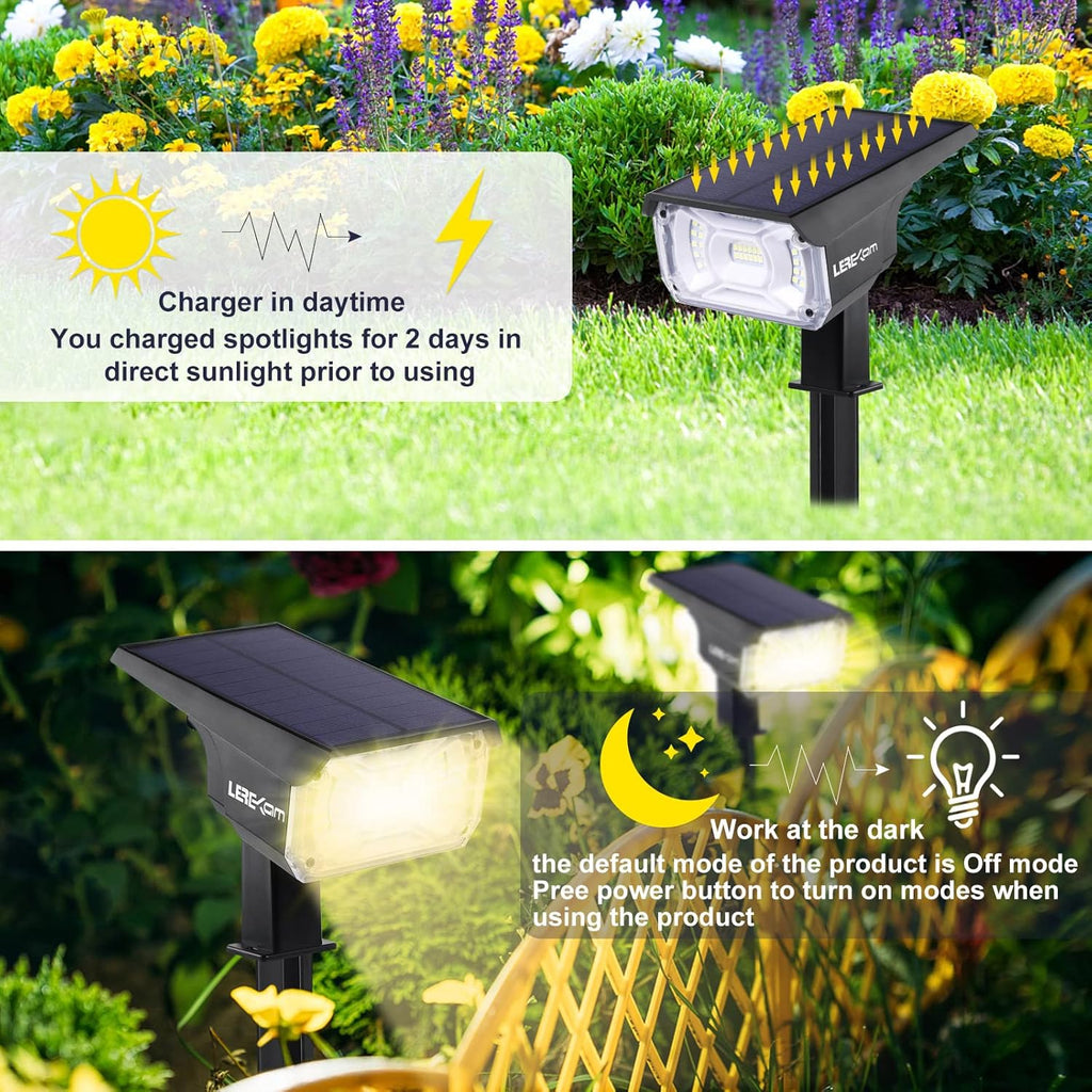 40 LEDs Spotlights,IP65 Waterproof Solar Powered Landscape Spotlights 2-in-1 Wall Light, Outdoor Landscaping Lights Auto On/Off for Yard Garden 2Pack Warm-White