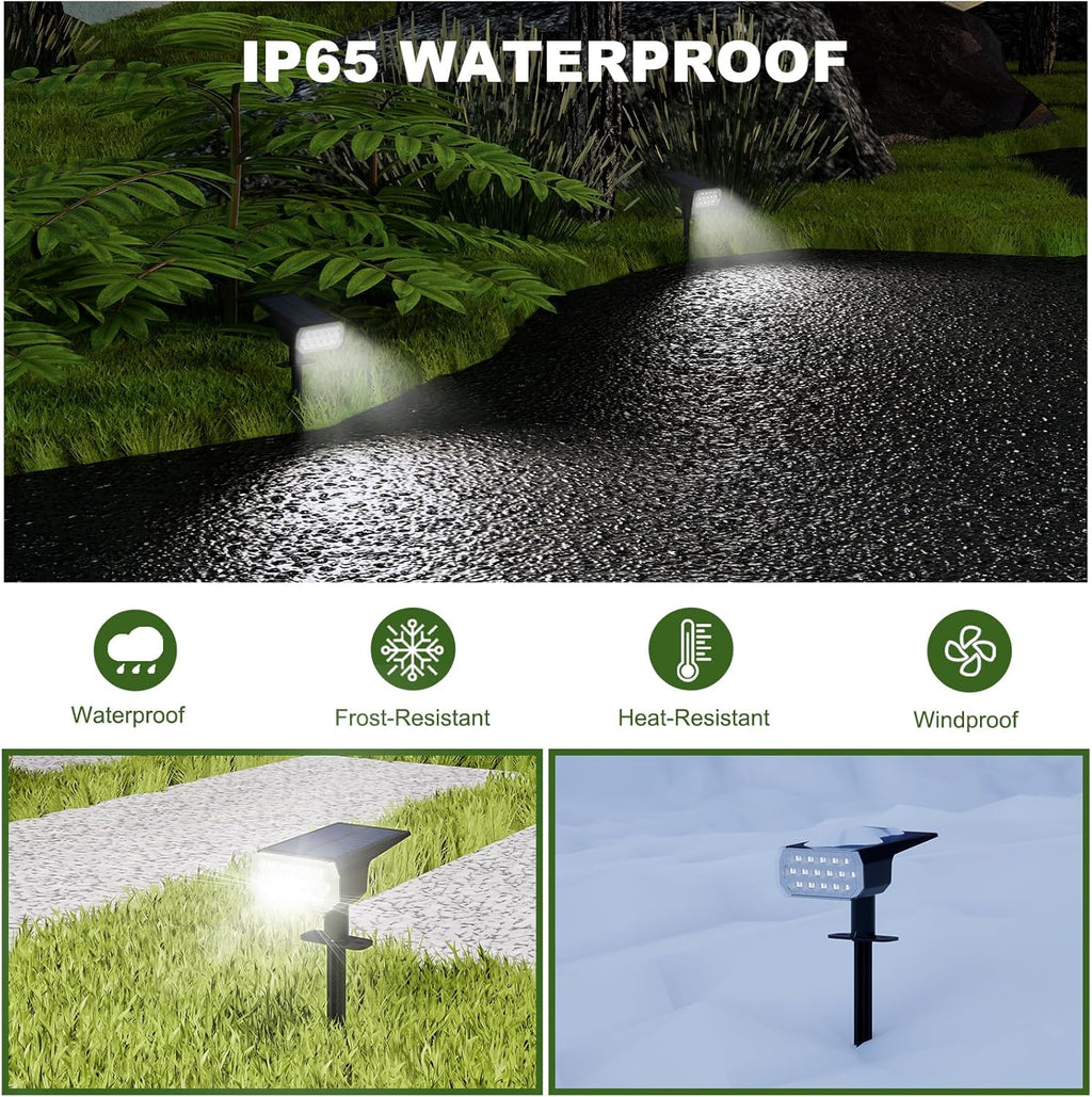 Solar Spot Lights Outdoor Waterproof IP65, 3 Lighting Modes Solar Outdoor Lights for Garden Yard Outside Landscape, 4 Pack