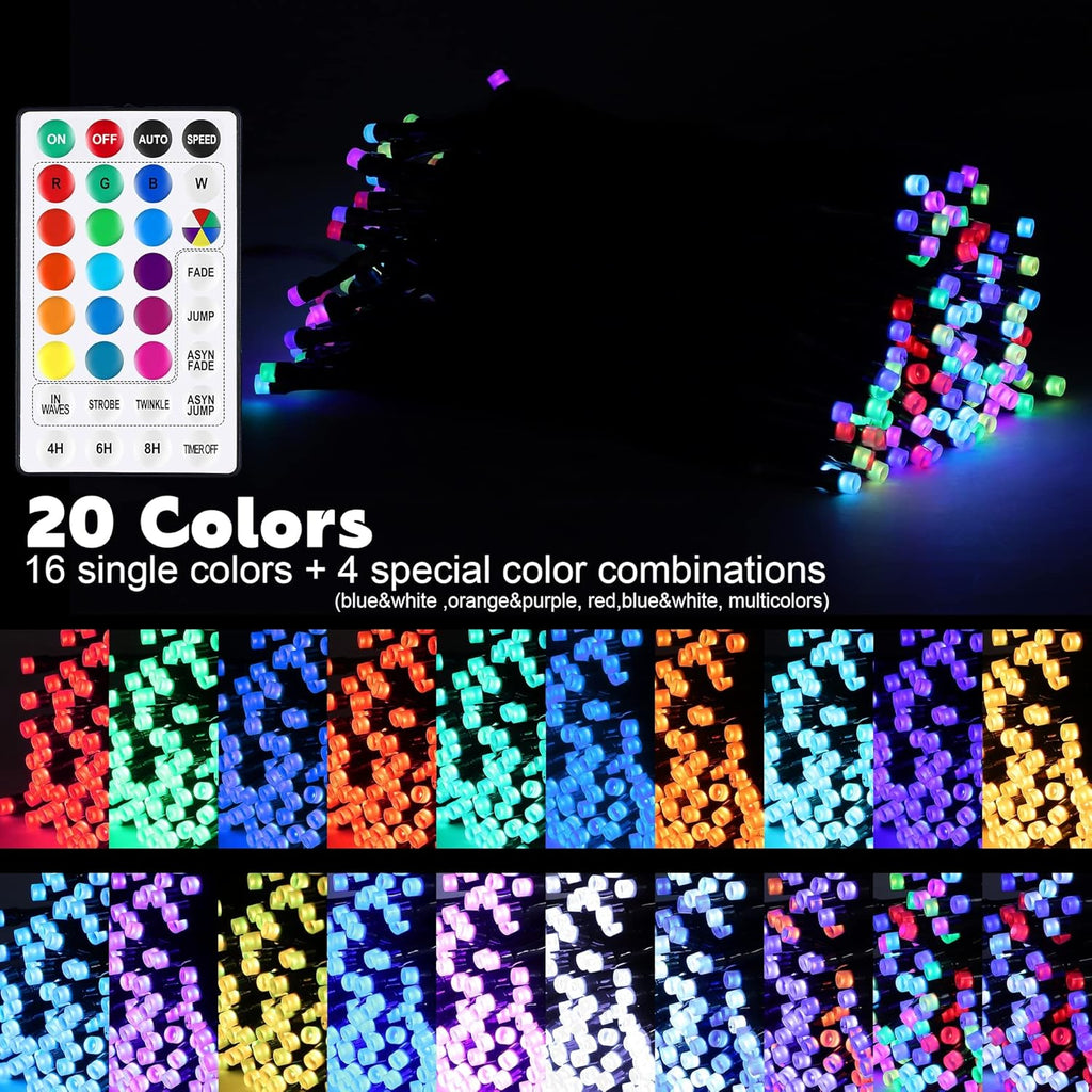 weillsnow Color Changing Christmas Lights, 66ft 200 LED RGB String Lights with Remote & Timer, Fairy Lights for Indoor Outdoor Xmas Tree Party Wedding Christmas Decorations