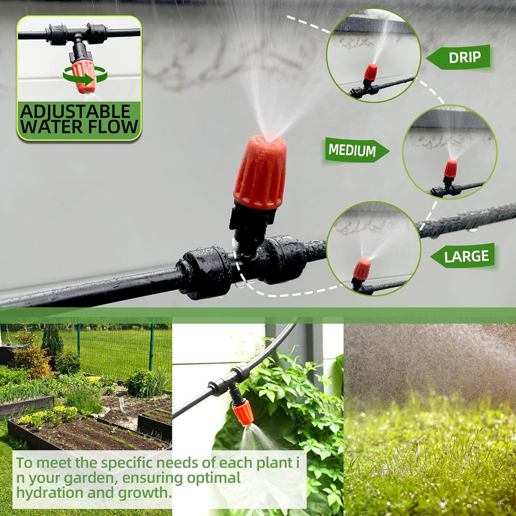 40PCS Push-to-Fit Drip Irrigation Micro Spray Emitters for 1/4 inch Irrigation Tubing, Three-Way Adjustable Atomizing Nozzle, Irrigation Dripper Sprinklers for Garden Greenhouse Agricultural