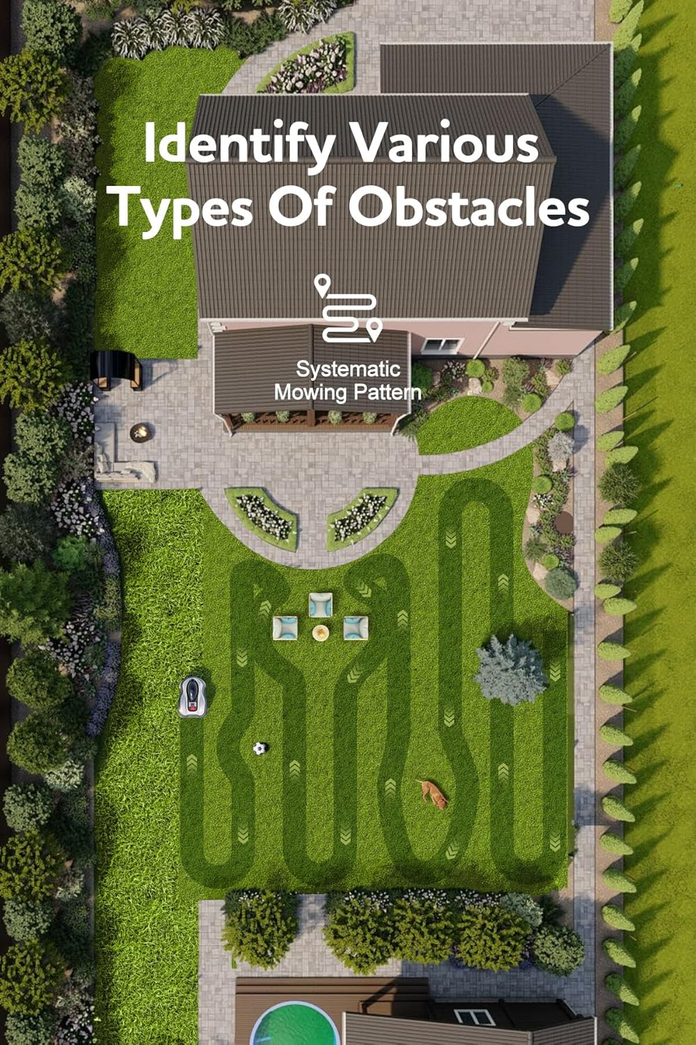 Robot Lawn Mower N2000 Perimeter Wire Free RTK,TOF,Vision Robotic Lawnmower 1.5 Acres,AI Assisted Mapping,Virtual Boundary,Multi Zone Management,APP Control,Cut Height 0.8"-3.5",Anti-Theft