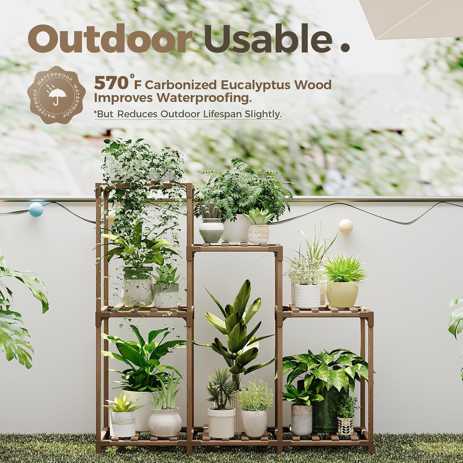 Bamworld Plant Stand Indoor Wood Plant Shelf Outdoor Tiered Plant Rack for Multiple Plants Upgrade 3 Tiers 7 Potted Ladder Plant Holder Plant Table for Mulitiple Pots Boho Decor Home Decor for Window Balcony Living Room Gardening Gifts