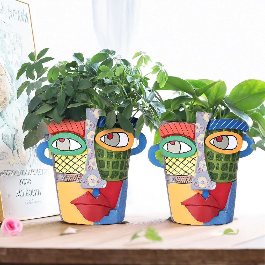 Unique Face Planters Pots Head,Abstract Rainbow Planter,Head Planter for Indoor,Resin Planters for Outdoor Plants,Modern Decor for Flowers Home Decoration for Living Room Bedroom,Patio Decor
