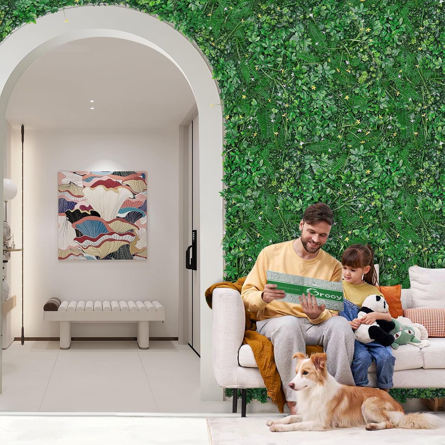 Grass Wall 20"x20" Pack of 12, Artificial Boxwood Panels, Privacy Hedge Fence Screen with UV Protection, Greenery Backdrop for Indoor Home Wedding Decor and Outdoor Garden Backyard