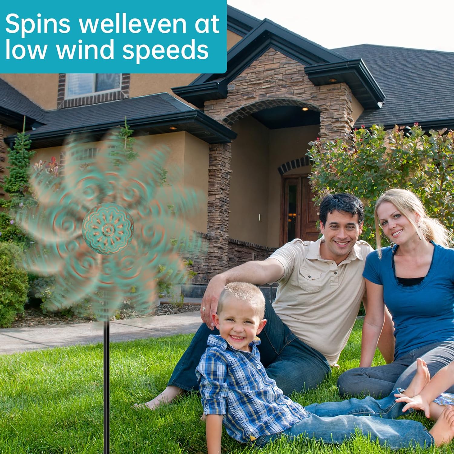 2 Pack Wind Spinners Outdoor Clearance Metal Vintage Green,Wind Sculpture Small Iron Windmill is Decorative Garden Stakes for Patio Lawn Outdoor Yard Lawn Garden Decor