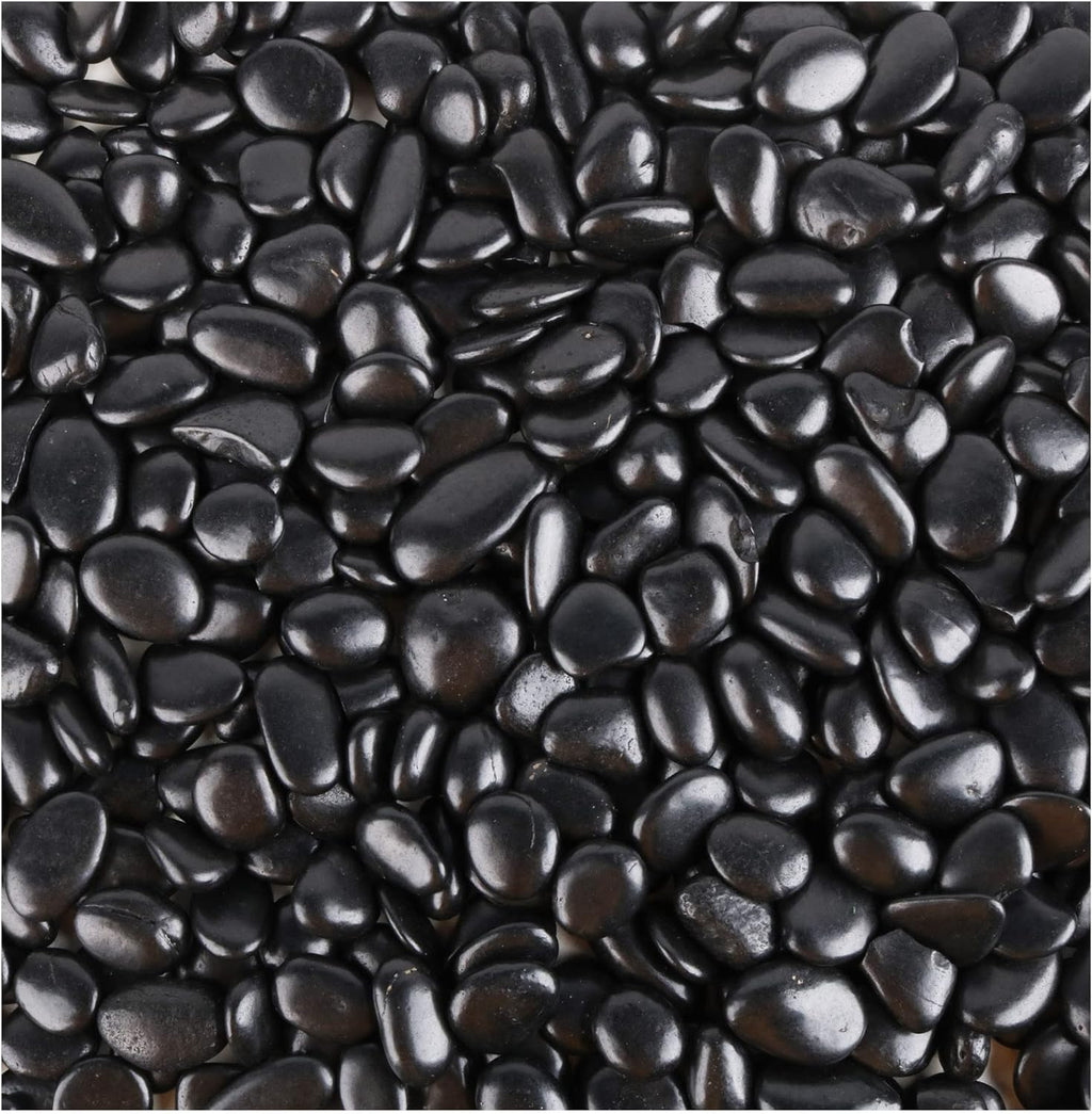 Black Pebbles for Plants 7lb Bulk Bag Aquarium Gravel 0.5"- 1" Decorative Polished Fish Tank Stone River Rocks