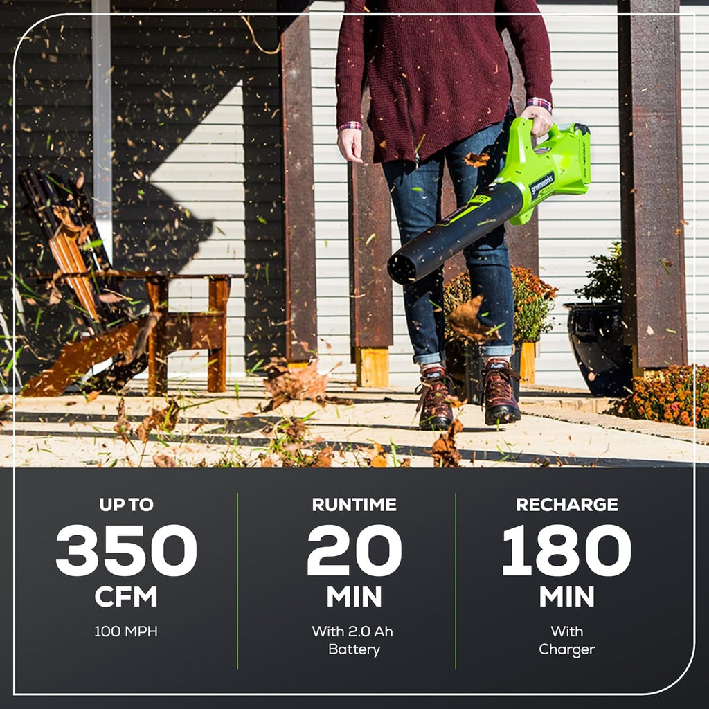 Greenworks 40V 13-Inch Cordless String Trimmer/Edger and Leaf Blower Combo Kit + 3 Bonus Spools, 2.0Ah Battery and Charger Included